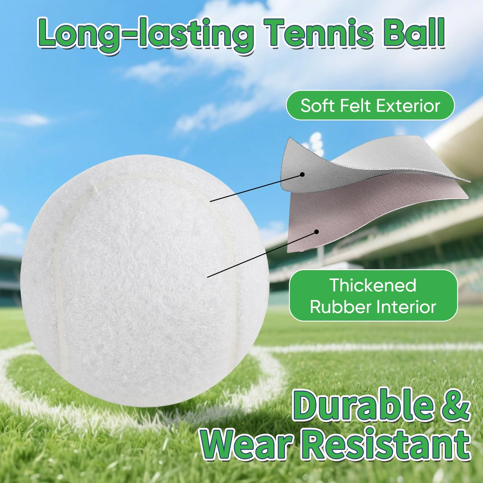 Pelotas de tenis entrenamiento principiantes duraderas buen rebote paquete 3/4