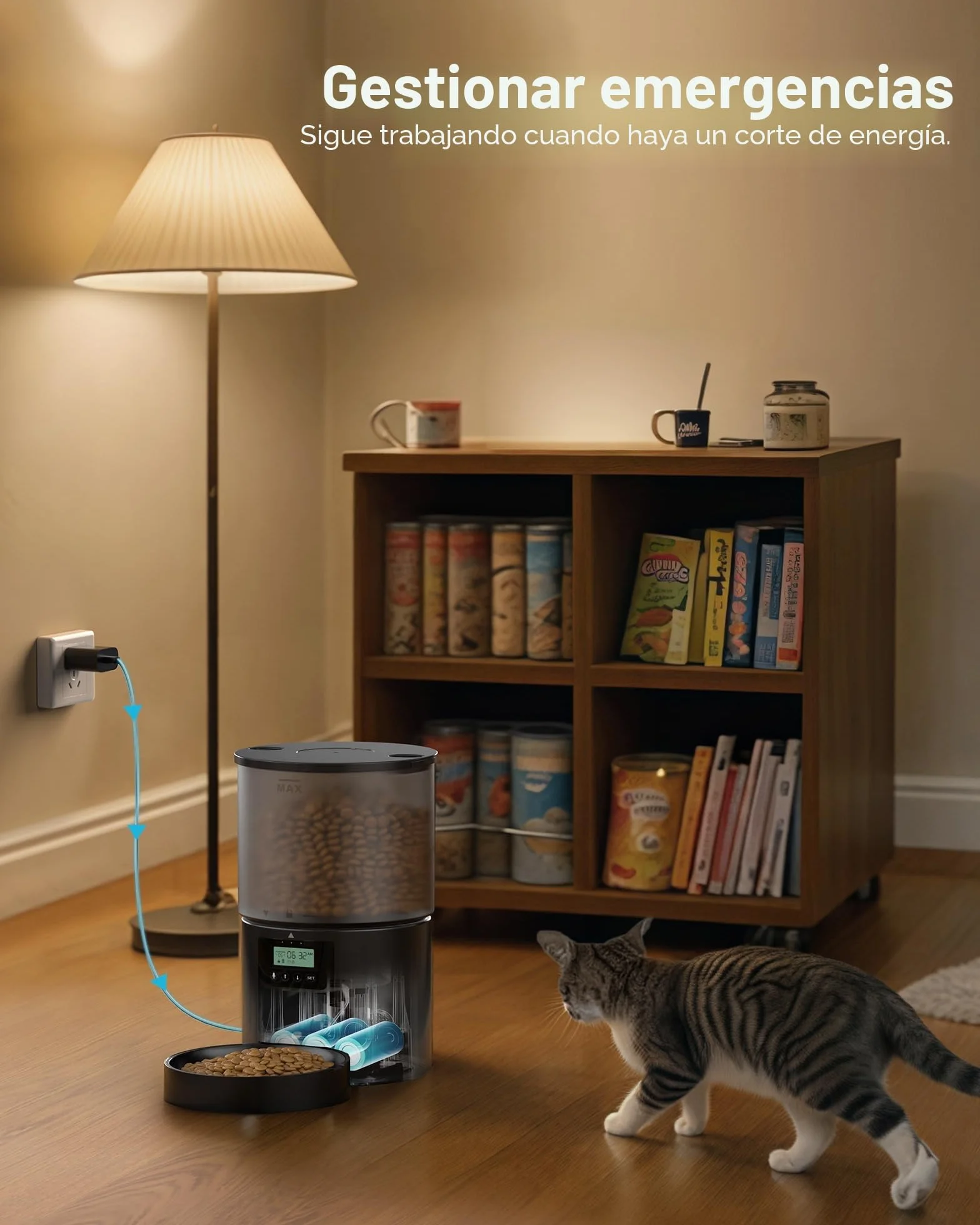 Comedero Gato Automatico Dispensador Comida: Pet Food Feeder con Temporizador Programable - 1-6 Comidas al DíA - Comedero con Presione la Tapa y Función de Grabación 10s - 4L Negro