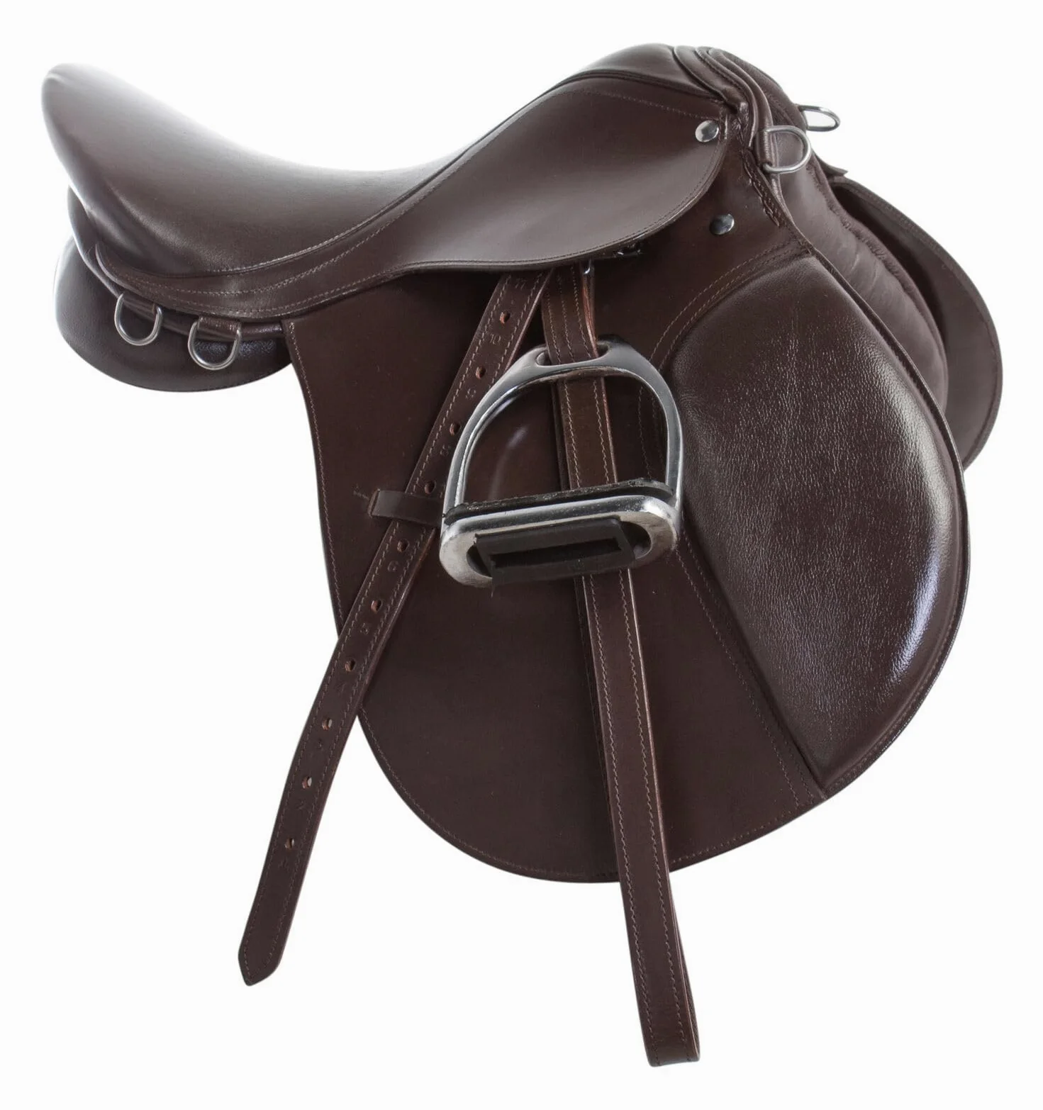 Kit de sillín de cuero de caballo inglés multiusos marrón de 15, 16, 17 y 18 pulgadas