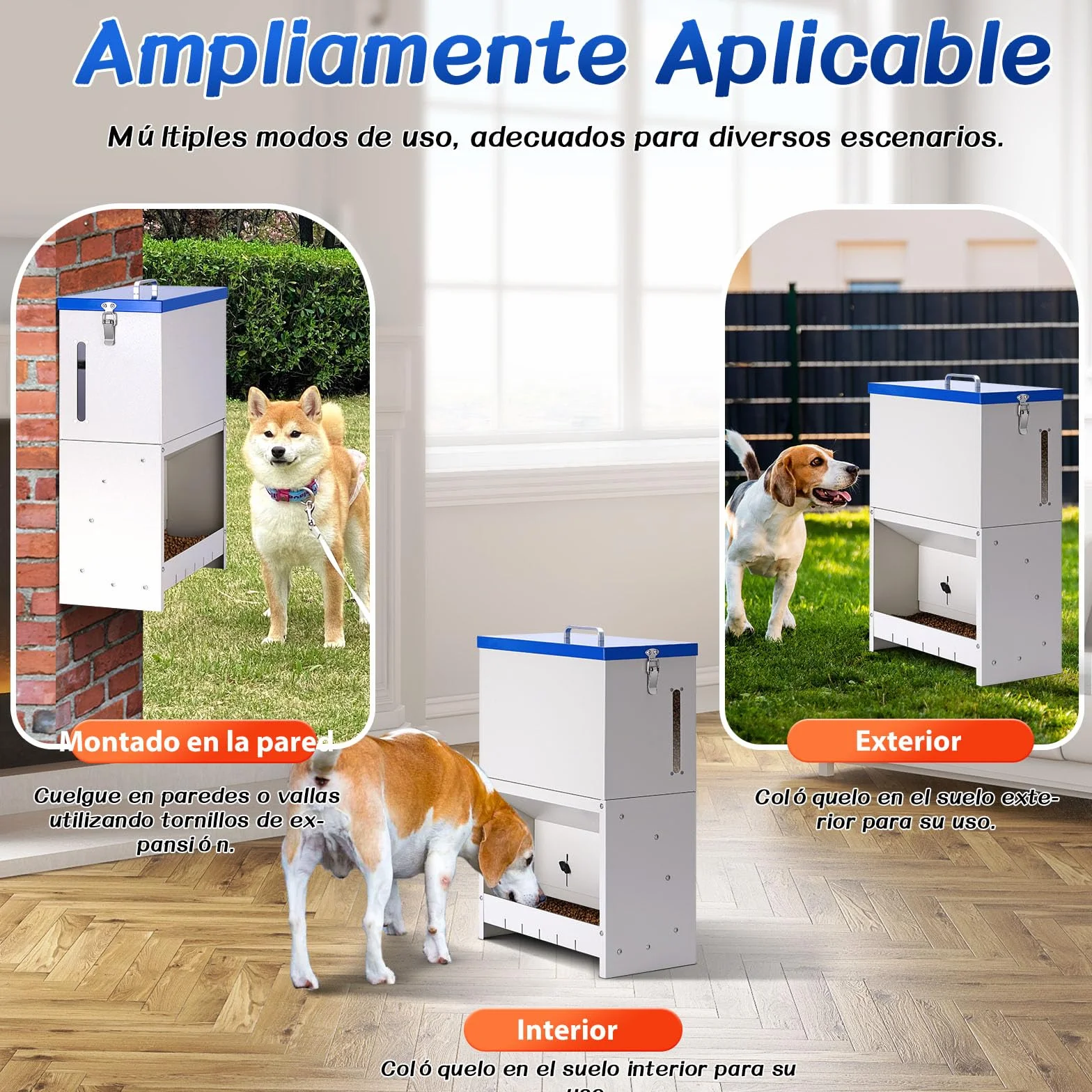 Dispensador automático de Comida para Perros 10 kg Alimentación automática para Dispensador de Comida para Perros al Aire Libre de Gran Raza Alimentación de Gravedad galvanizada