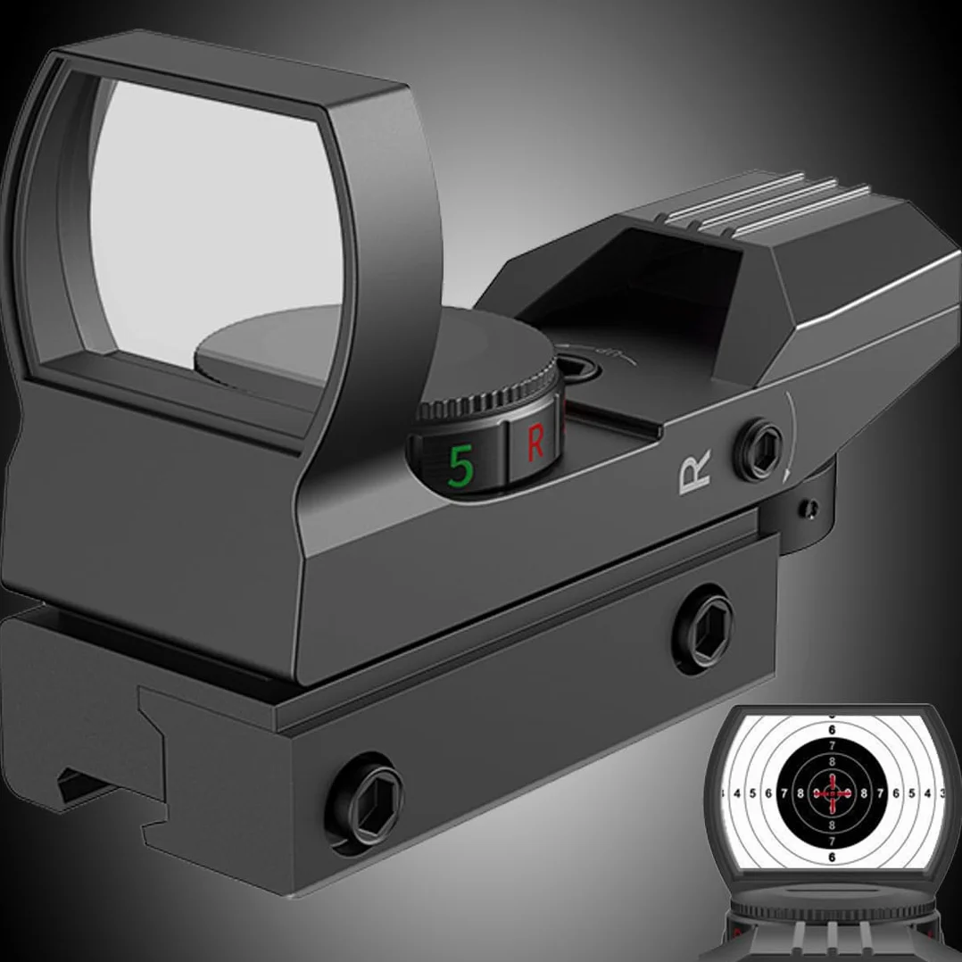 JASHKE Visor de Punto Rojo Iluminación Roja y Verde 4 Retículas para Riel de 11 mm