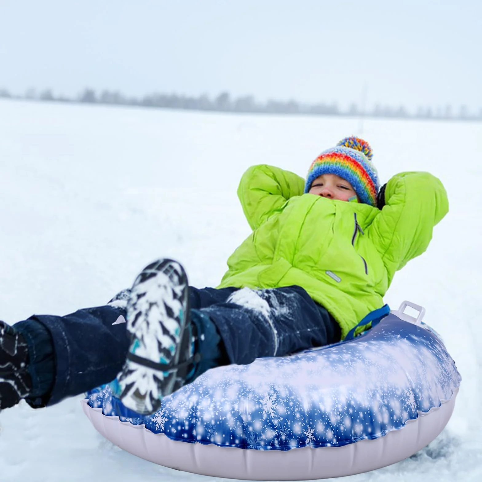 Tubo de nieve inflable 35 pulgadas con 2 asas para niños y adultos