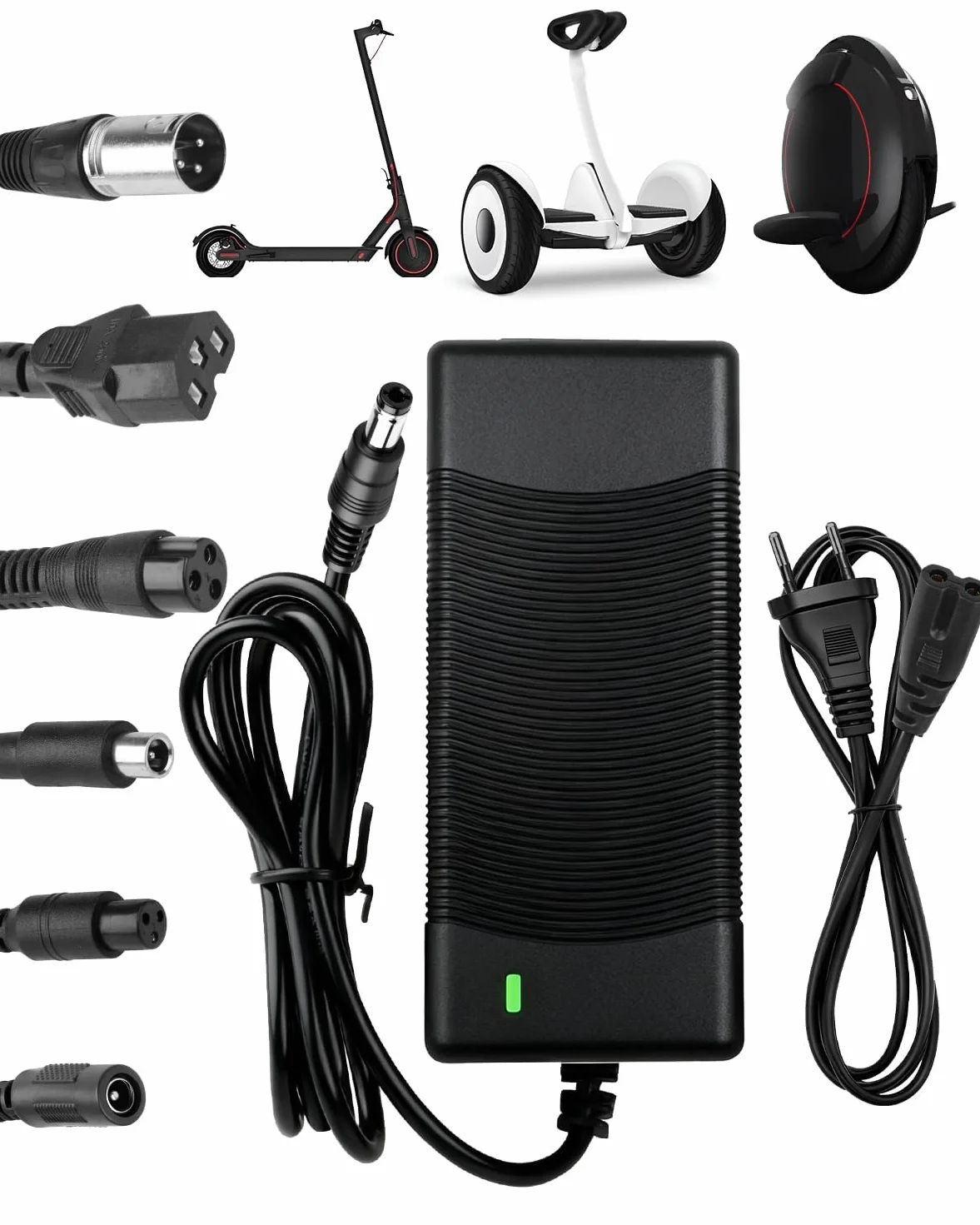 Cargador Patinete Eléctrico 42V 2A Universal 5 Conectores Batería 36V Scooter M365