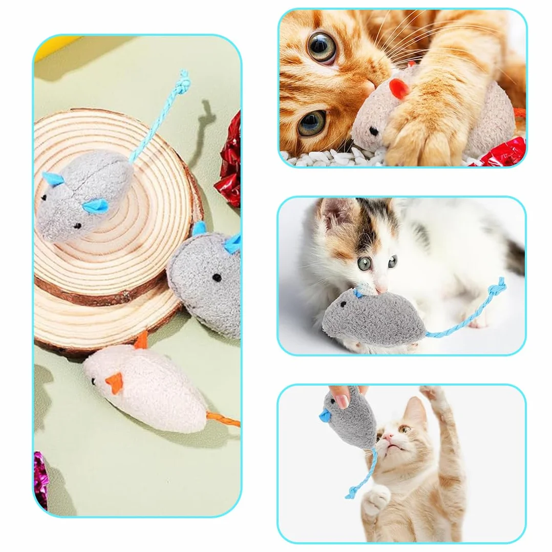 ZKGYUS 18 unidades de juguetes para gatos, ratones de juguete de hierba gatera, ratones de peluche con catnip, hierba gatera interactiva para gatos y gatitos