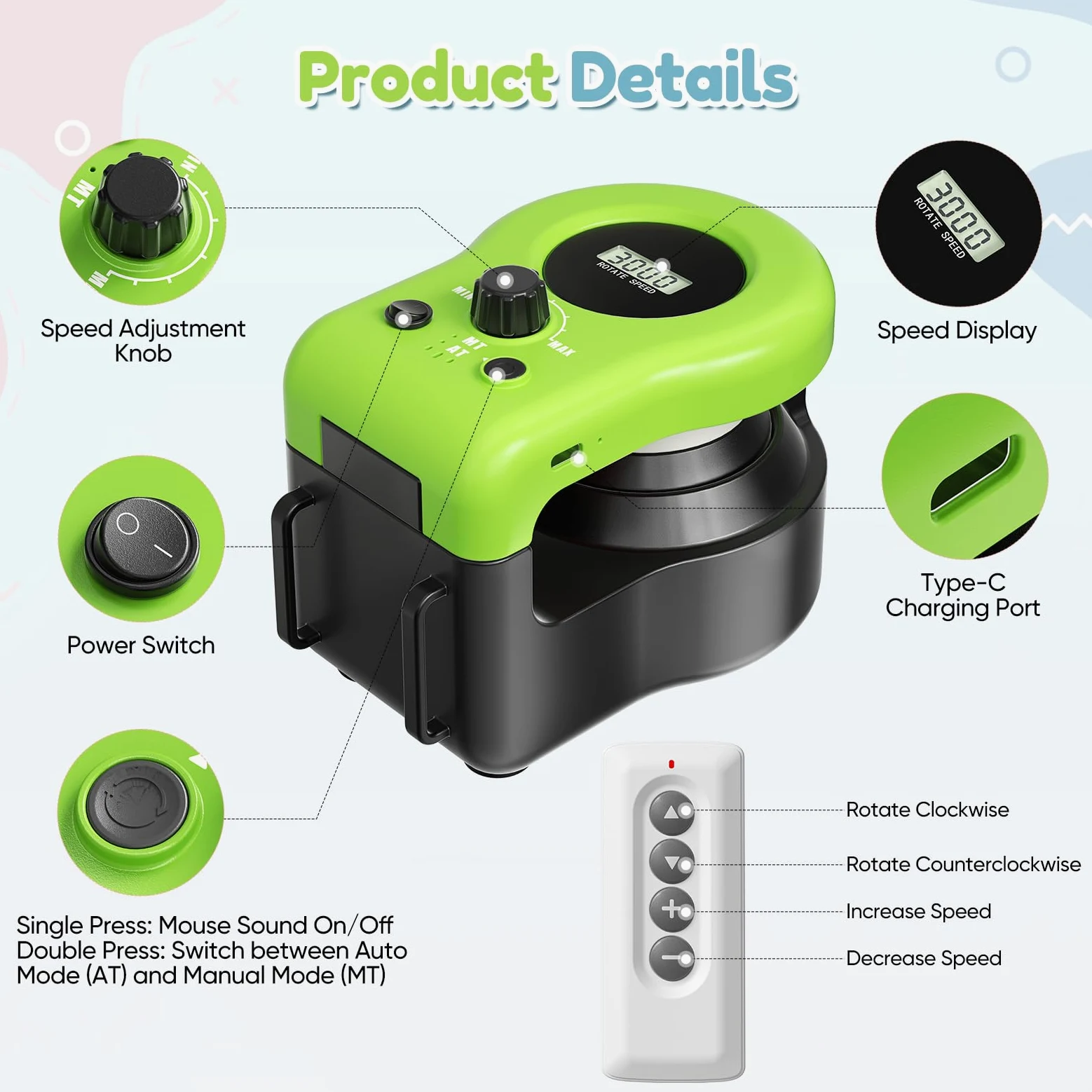 Juguete para Gatos para Interiores, Nueva Cinta de Correr para Gatitos, Control Automático/Remoto, Velocidad Ajustable, Juego de Persecución y Ruta de Carrera con Diseño DIY (Verde)