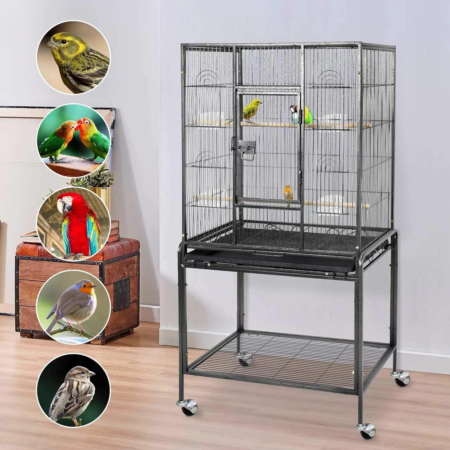 Jaula para Pájaros, Transportín Versátil para El Hogar Y Los Viajes. Accesorios Ideales para Cacatúas, Loros, Periquitos, Cotorras, Cotorras, Palomas Y Otras Aves Pequeñas Y Medianas.