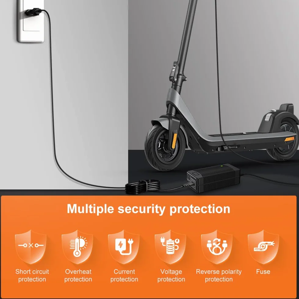 Cargador Patinete Eléctrico 54.6V 2A Universal Baterías Litio 6 Conectores 48V Adaptador Xiaomi M365