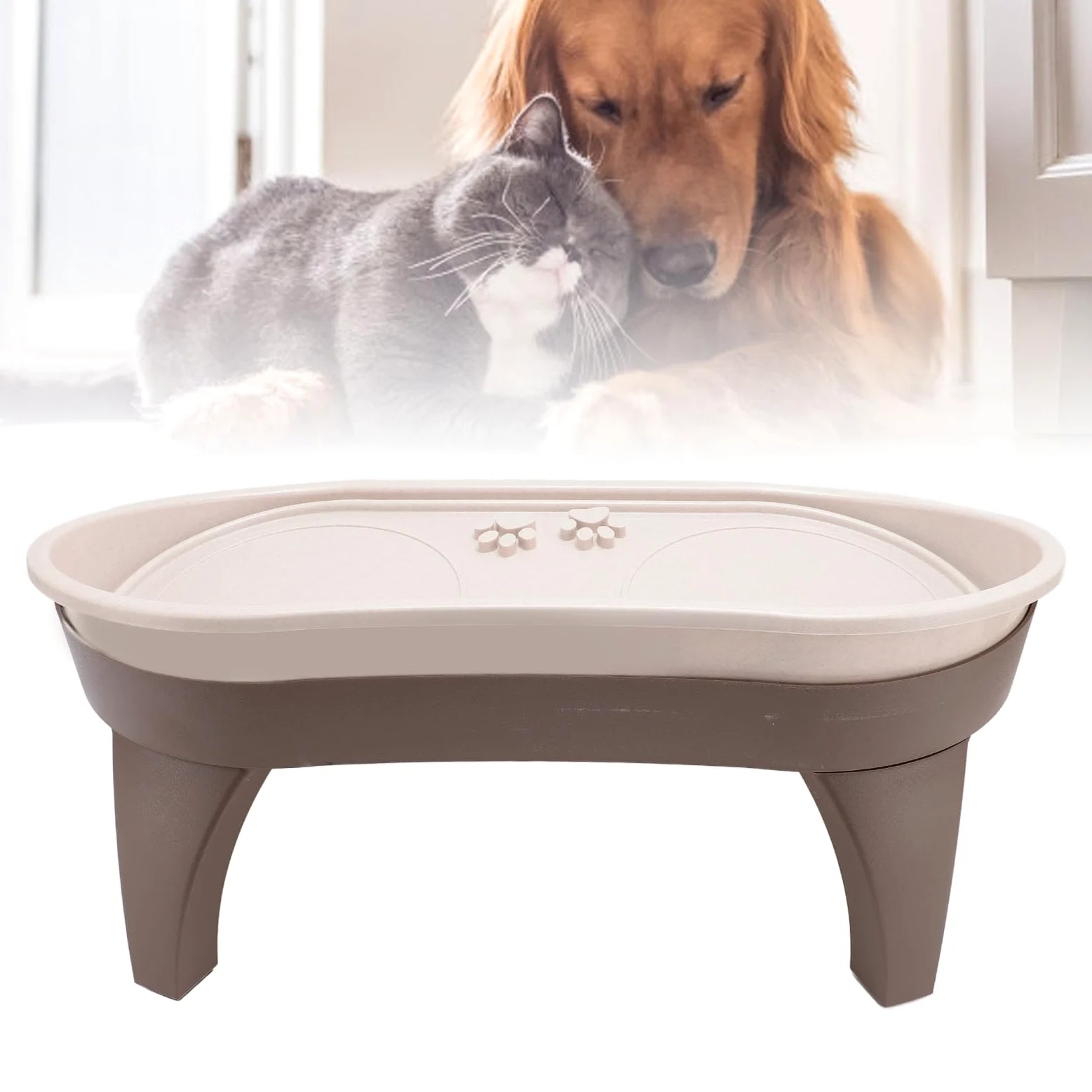 Soporte Elevado para Cuenco para Perros con Pies a Prueba de Arañazos, Bandeja Elevada para Comedero para Mascotas Pequeñas, Medianas y Grandes