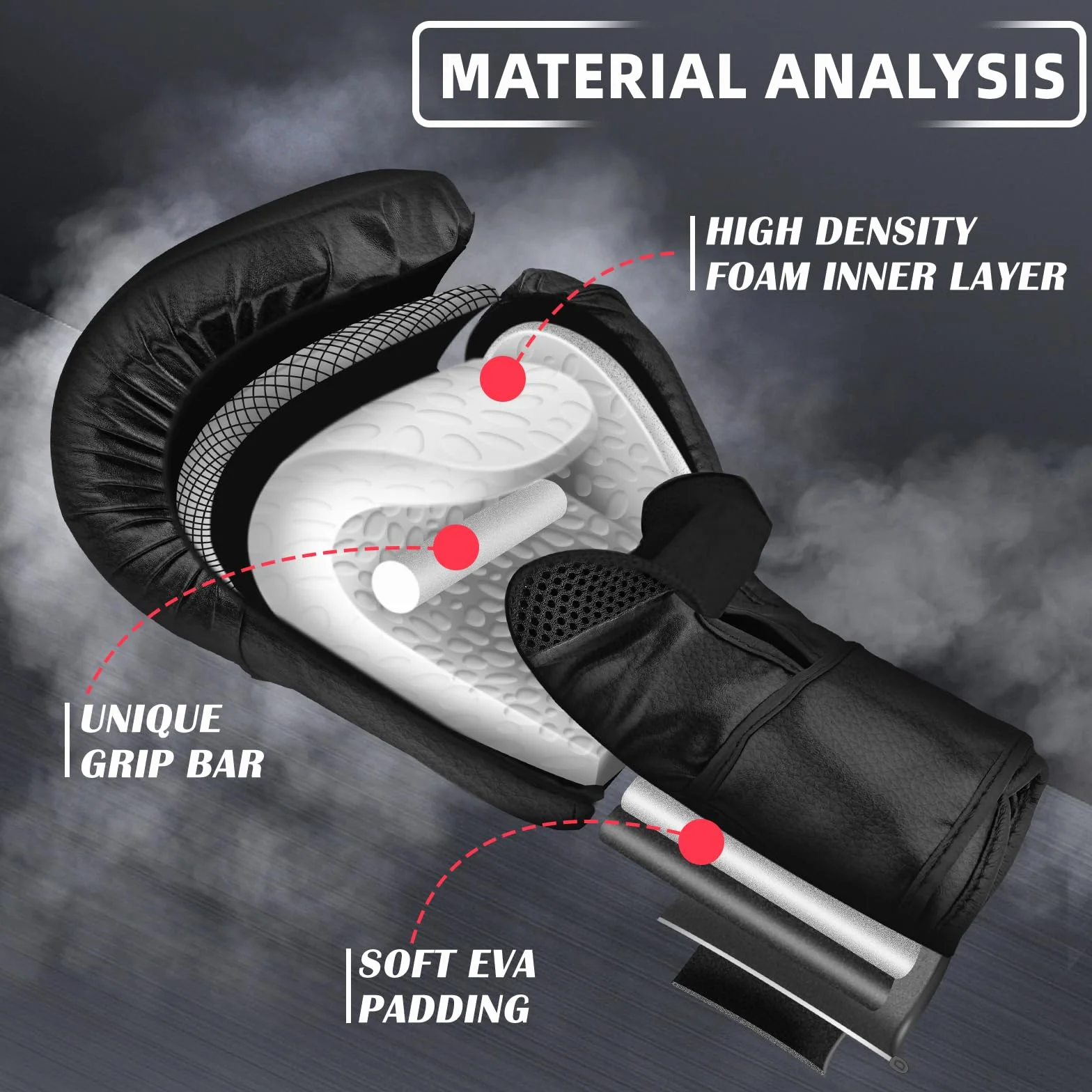 Guantes de Boxeo 14oz con Palma Ventilada para Kickboxing Muay Thai Entrenamiento Hombres Mujeres