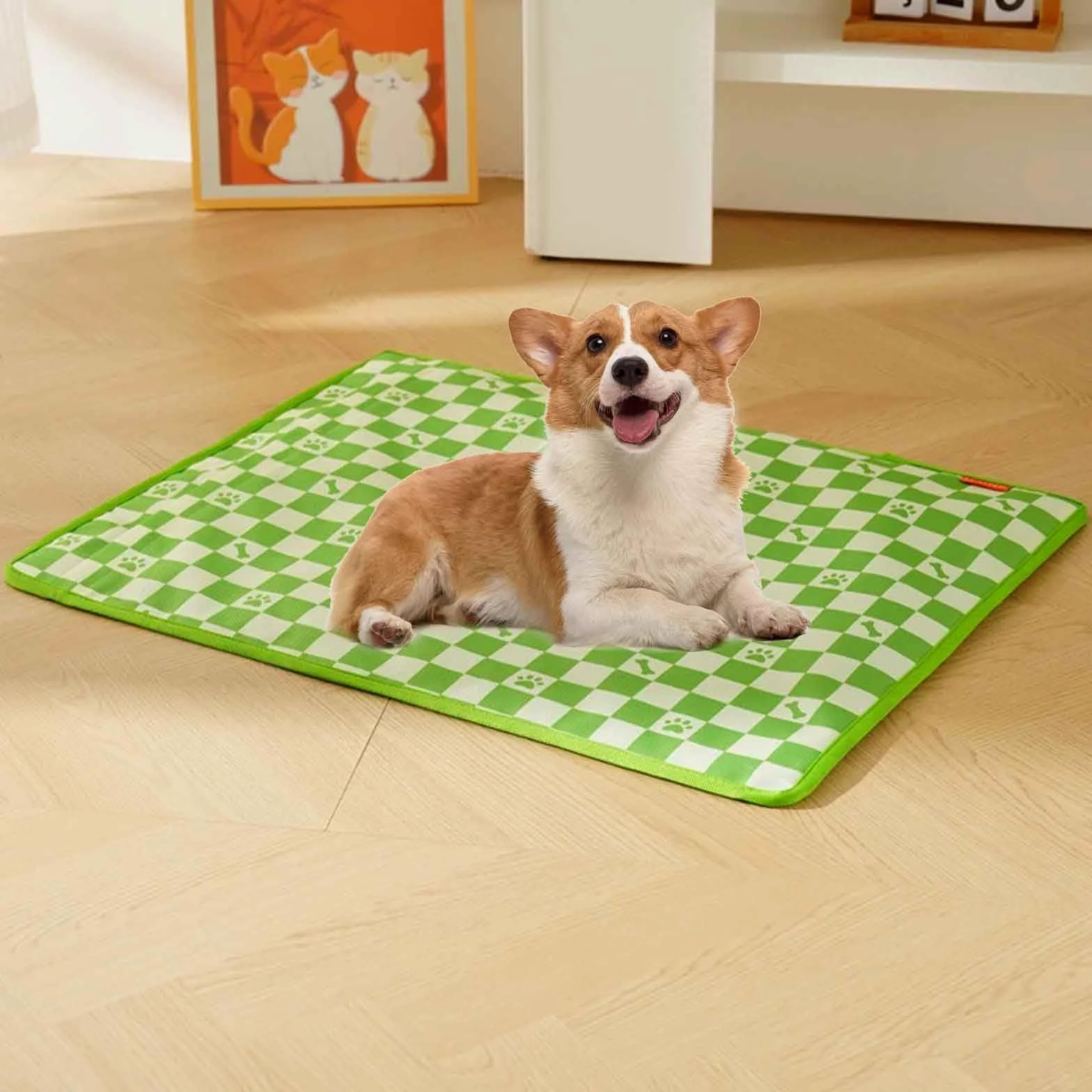 Manta Fria para Perros, Manta Refrescante Gatos, Almohadilla De Gel Autofresca, Cama Perro Verano, Muy Adecuada para Veranos Calurosos,Verde,L