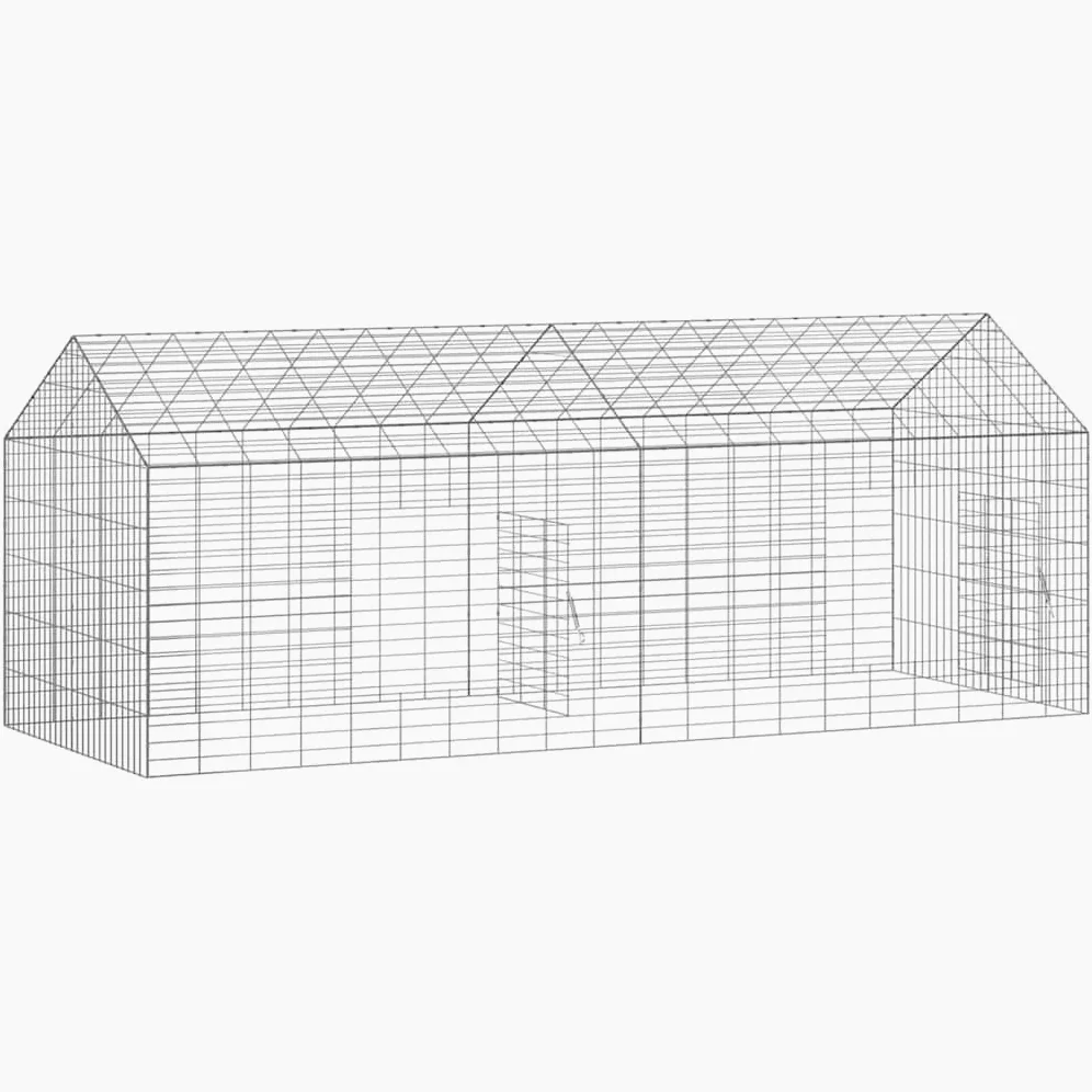 Jaula para conejos (200 x 78 x 78 cm, acero galvanizado, jaula de recinto para conejos, animales pequeños -B