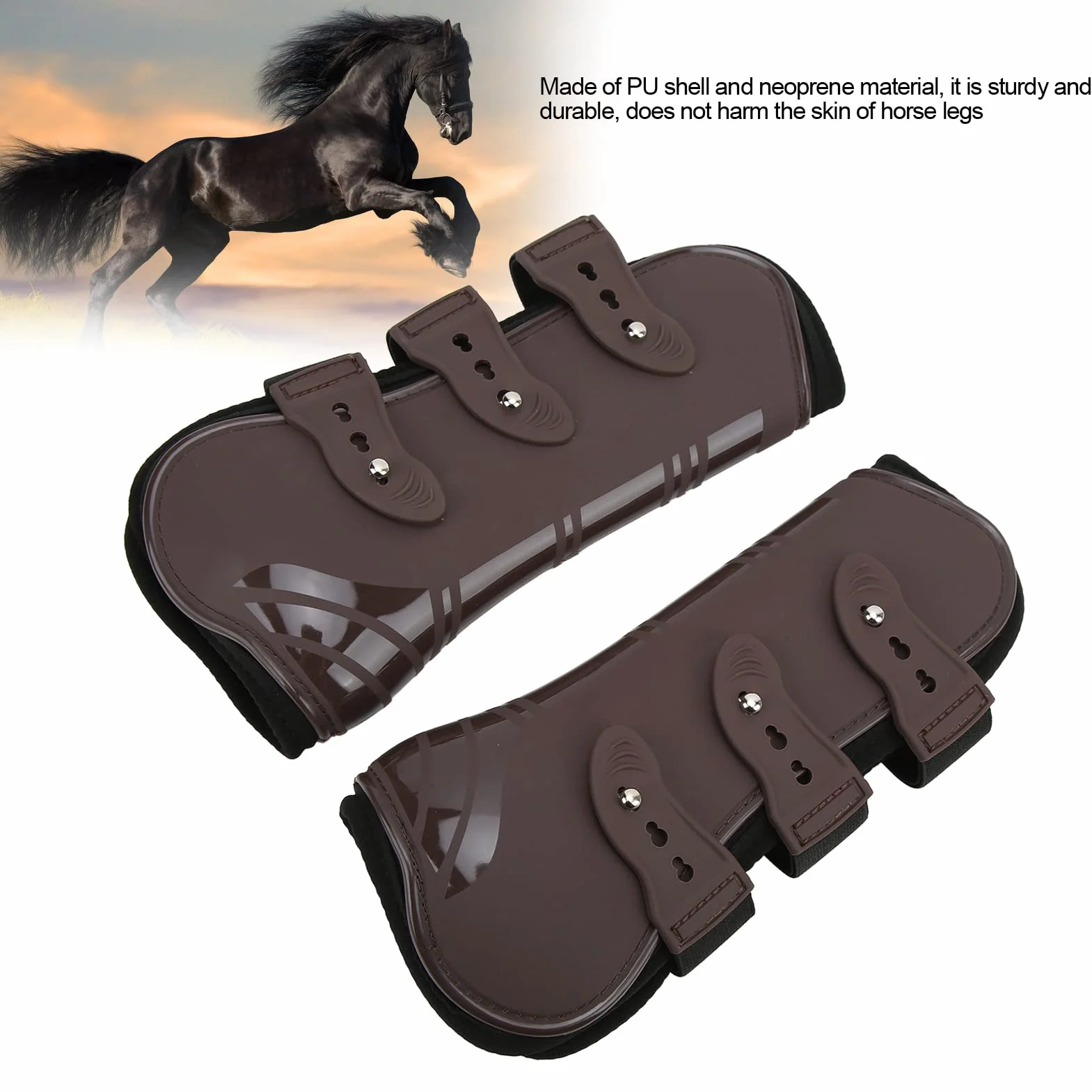 Cyrank 2 Botas Protectoras para Tendón De Caballo, Botas para Caballos, Patas Delanteras, Botas De Soporte para Patas Delanteras De Caballo, Entrenamiento De Resistencia (L)