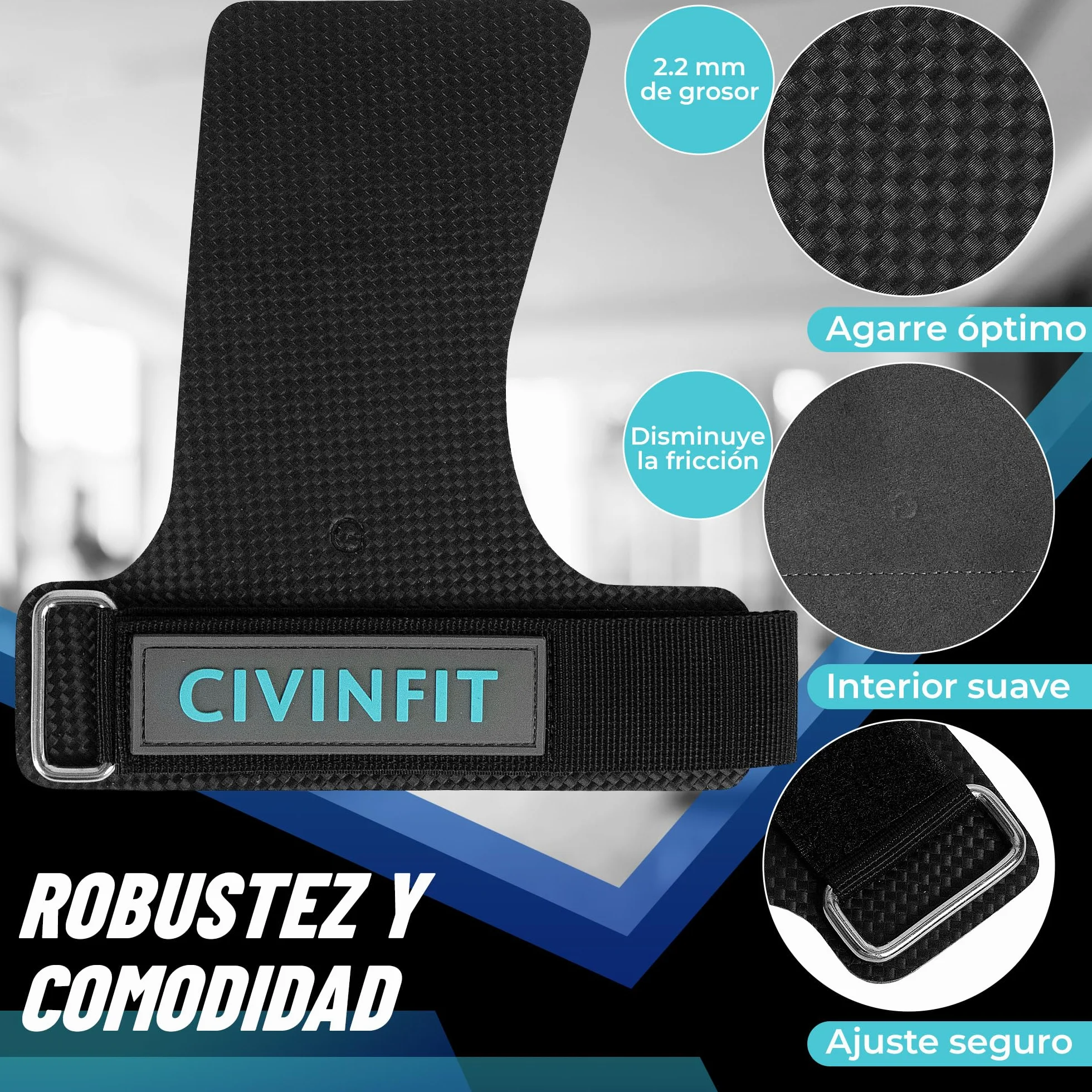 Calleras Crossfit Fibra de Carbono Hand Grip Sin Agujeros Protección Manos Muñequeras Guantes Gym