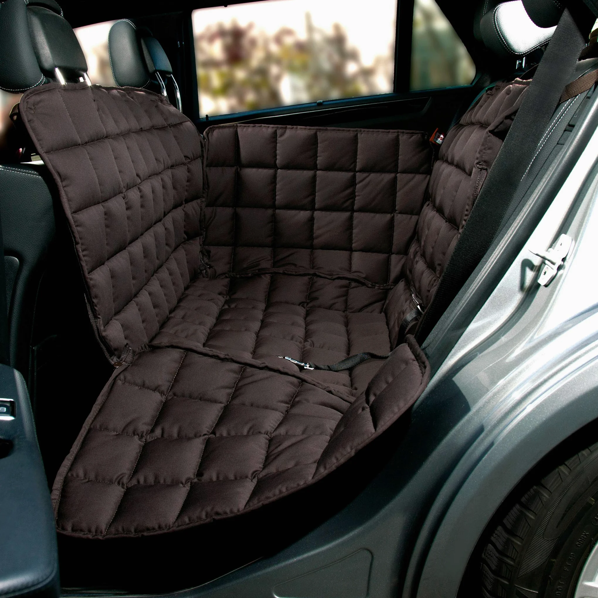Doctor Bark Funda Protectora para Asiento Trasero de Coche de 2 plazas, con Cremallera, para Todos los Coches y SUV, M en Color marrón