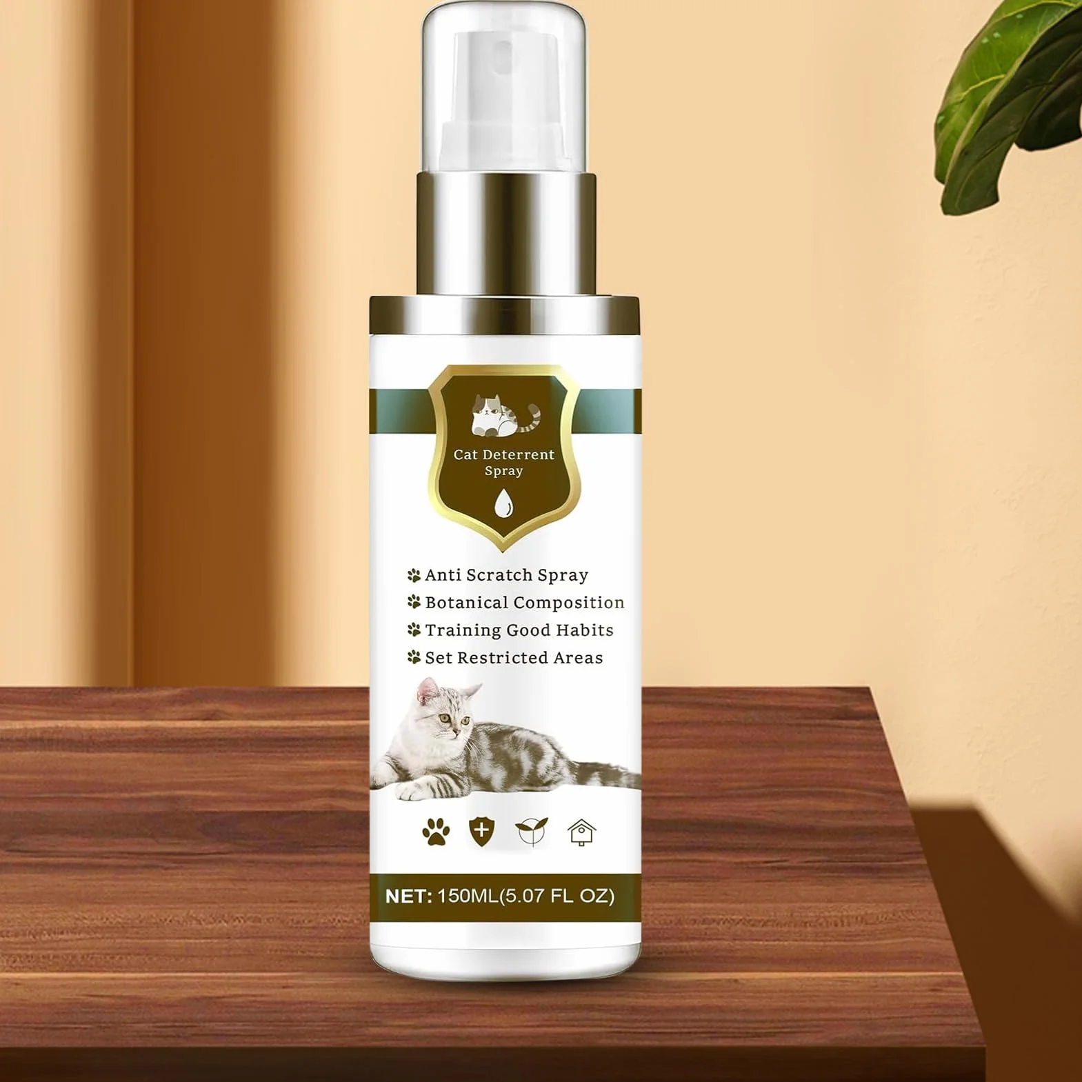Spray Antigatos | 150ml Seguro Natural Antiarañazos - Control Interior Felino,Protege Neumáticos Sofás Alfombras Césped Patio Balcón Terraza Piscina
