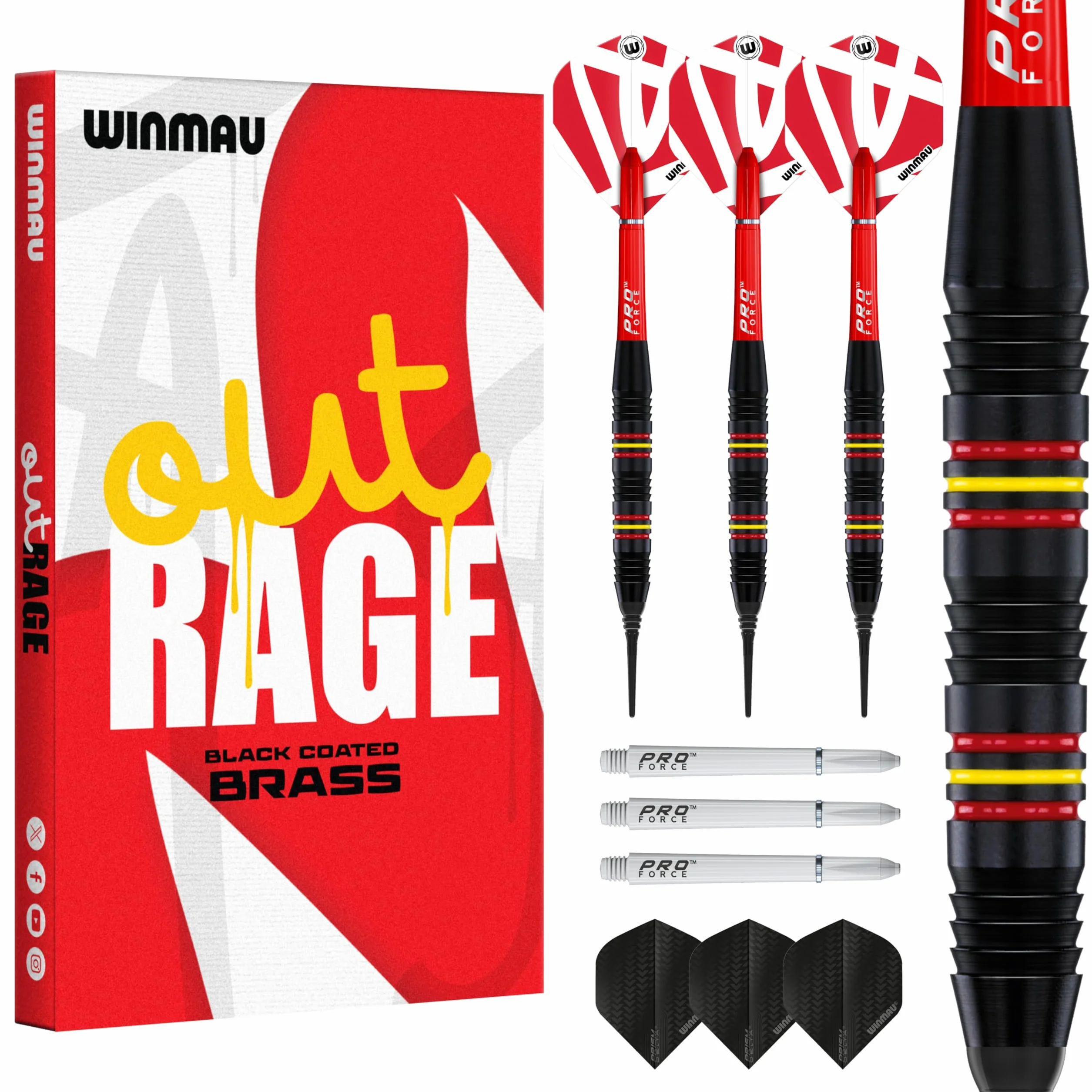 WINMAU Outrage Set de Dardos de Latón Softip 18 Gramos