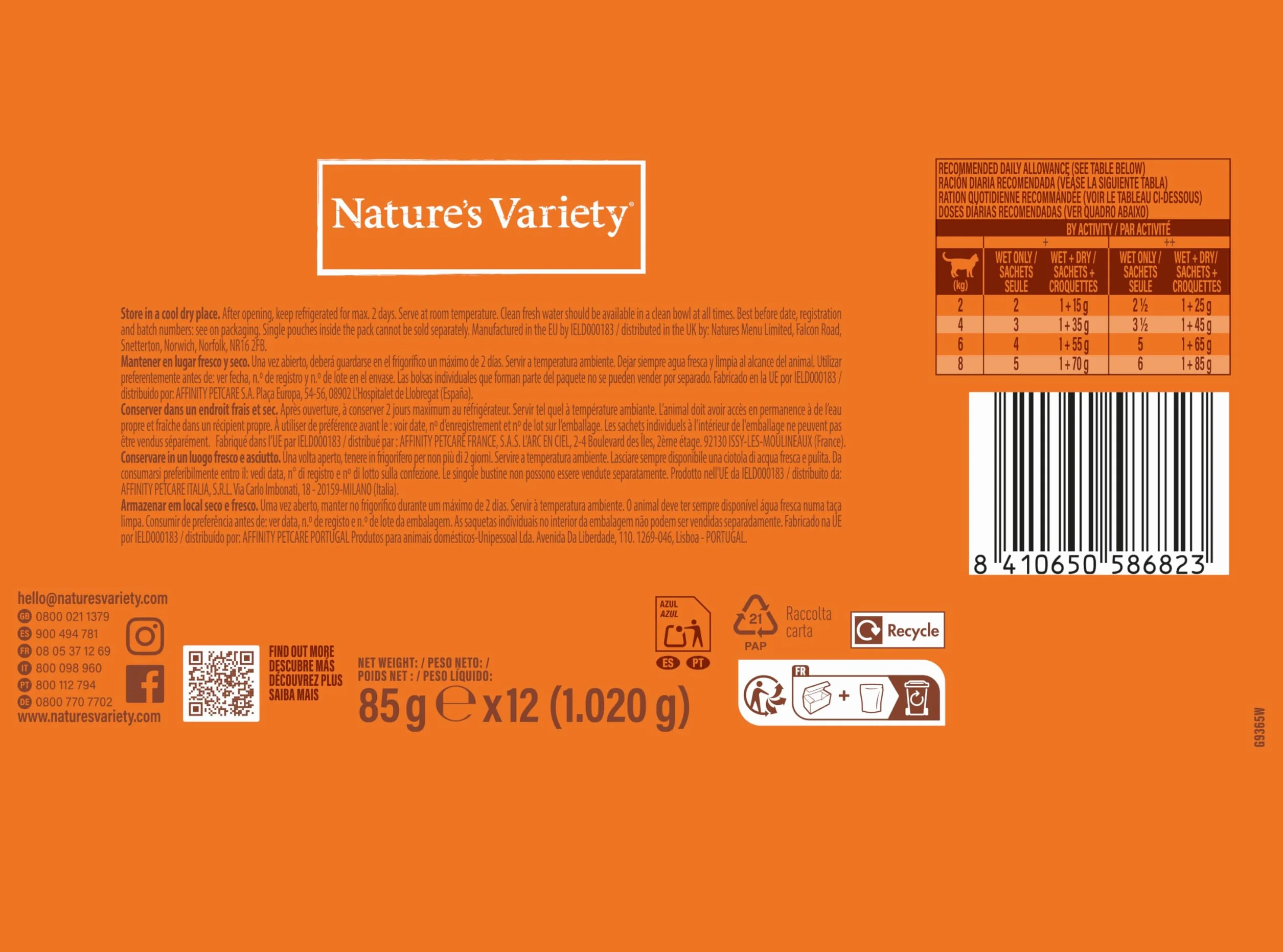 Nature's Variety Bocaditos en Salsa Comida Húmeda para Gatos Cajita Multisabor 12 x 85g