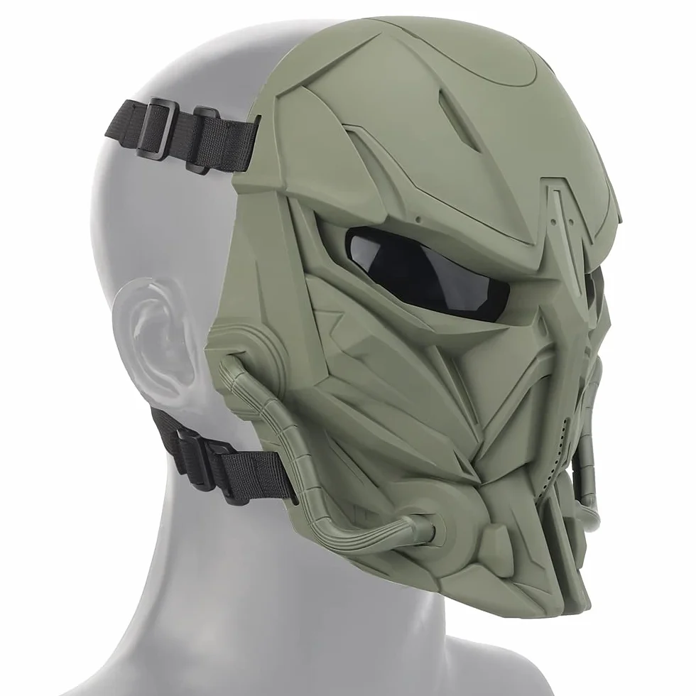 Máscara Táctica Pistola Aire Comprimido Grey Lens Full Face Skeleton Paintball Protección Máscara Juegos Guerra Halloween