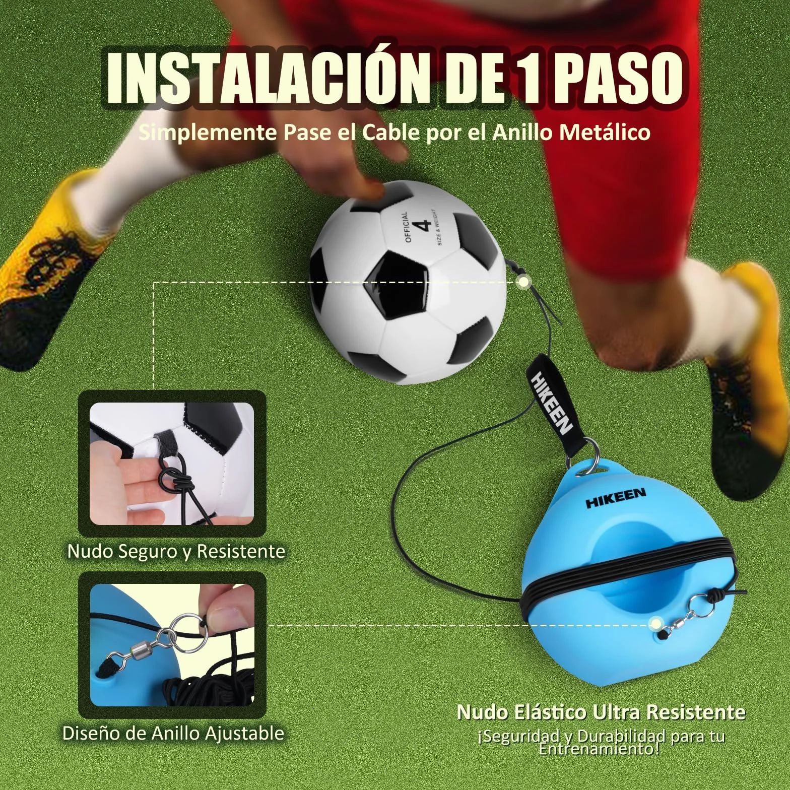 Hikeen Kit Entrenamiento Futbol con Balon Base Metalica para Exterior Interior Jovenes Adultos