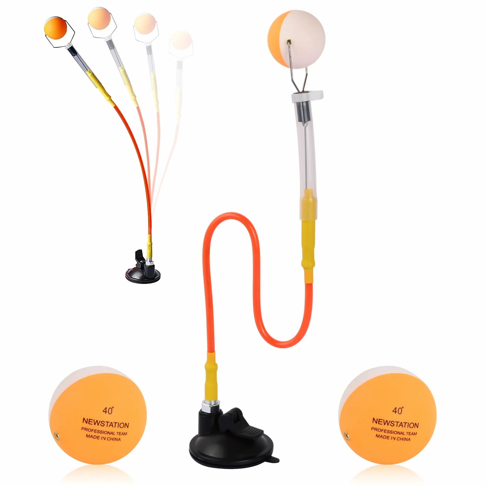 Entrenador de Tenis de Mesa PVC con Ventosa, Sistema de Rebote Ajustable, Robot de Entrenamiento con 2 Pelotas