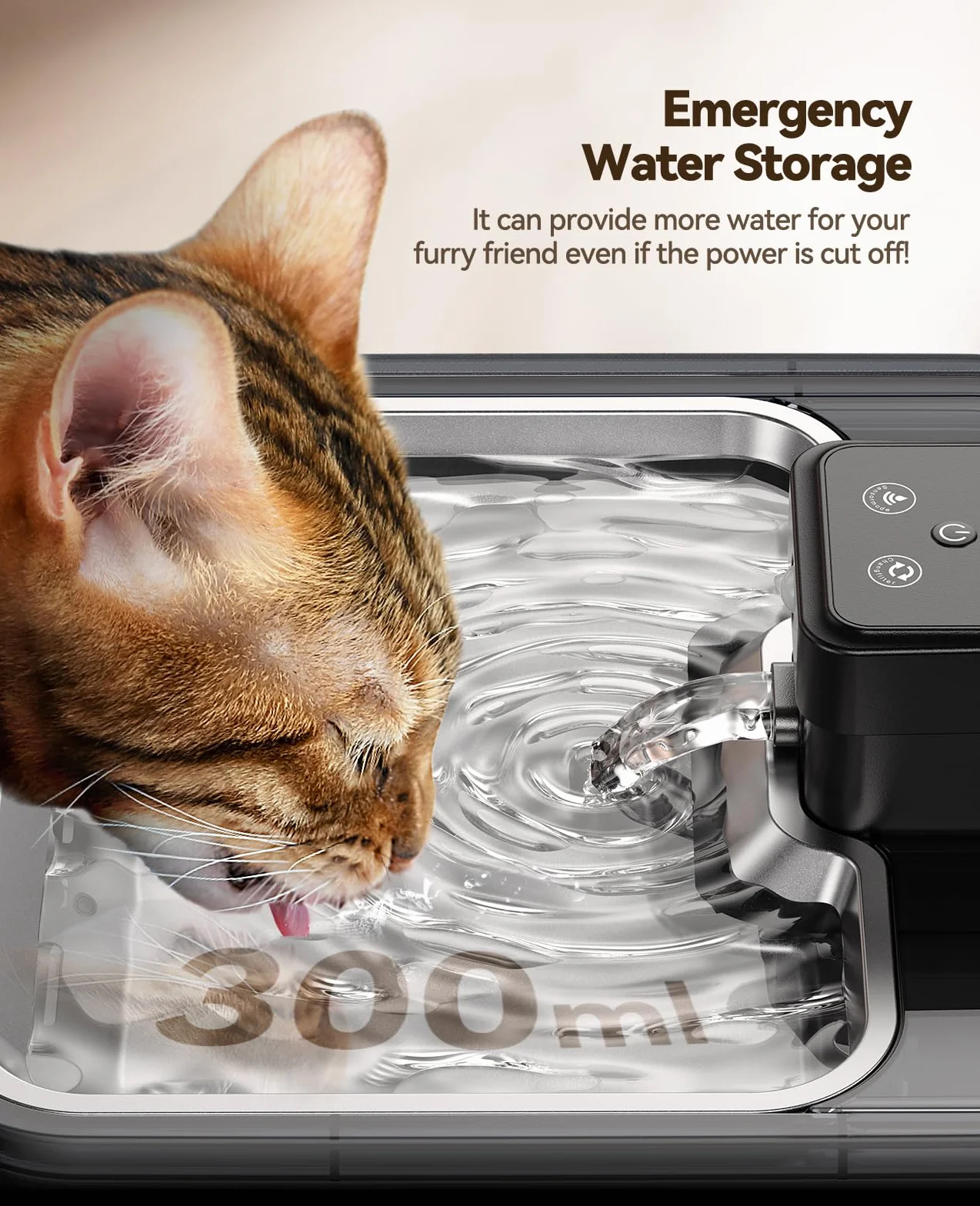 FEELNEEDY Fuente para Gatos sin Cable, 3.2L Bebedero Gatos en Acero Inoxidable con Sensor de Movimiento, Visualización del Filtro, Apta para Lavavajillas, 4000mAh Batería Recargable