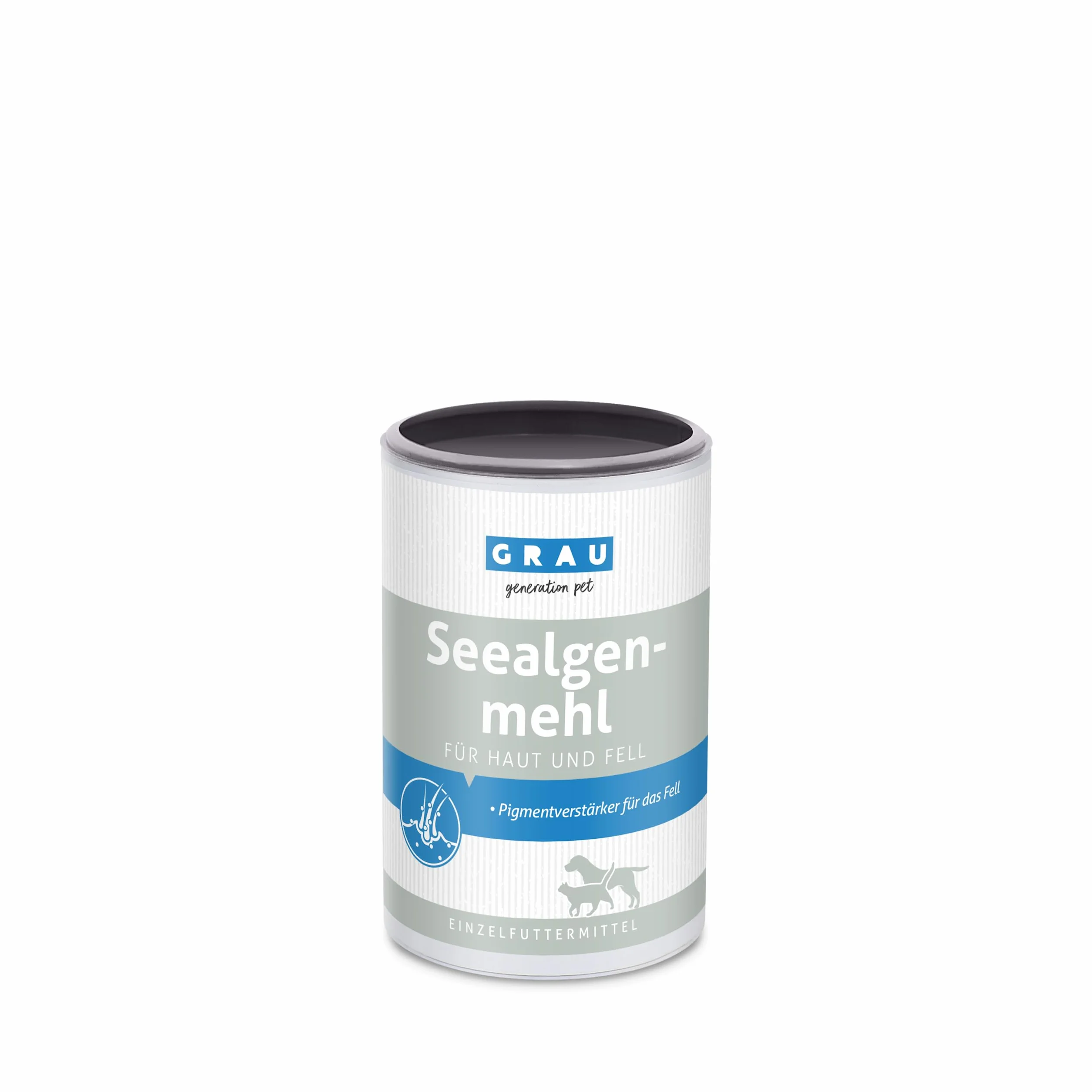 GRAU - El Original - Harina de Algas Marinas 100% Pura, para la pigmentación del Pelo, para un Pelo denso y Brillante, Pack Individual (1 x 200 g), Materia Prima para piensos de Perros y Gato