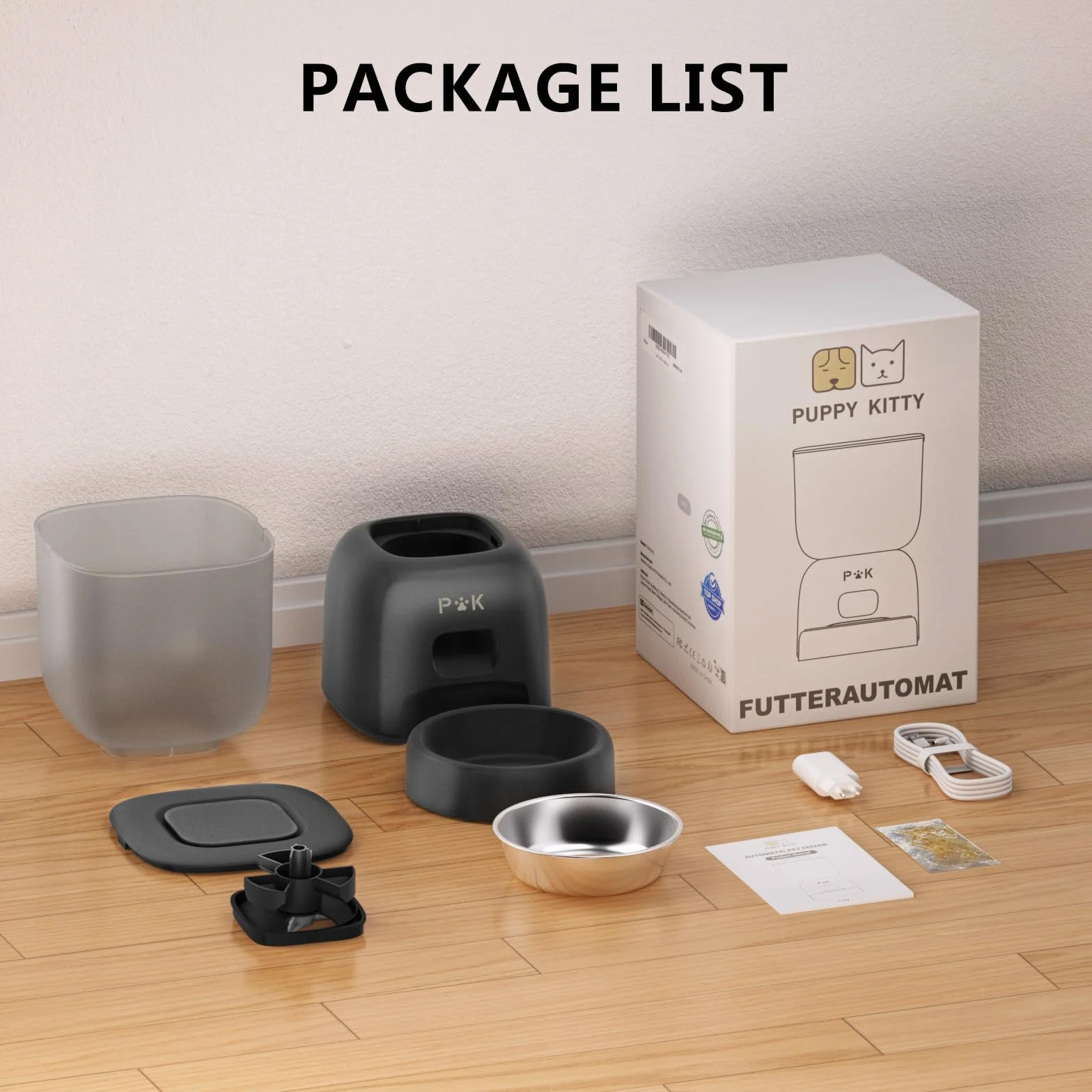 PUPPY KITTY Cady Comedero Automático Gato, 3L Dispensador Comida Gatos con Grabación de Voz 10S, Duración de la Batería hasta 180 Días, 1 a 5 Comidas