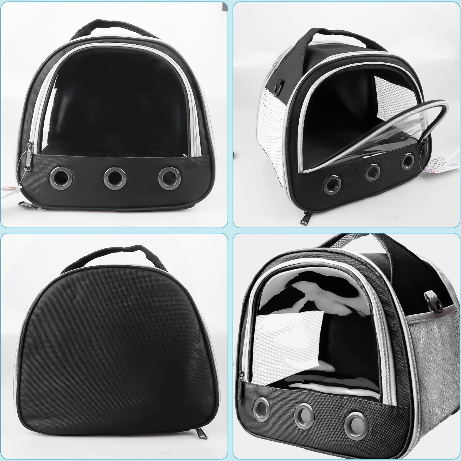 Transportín para conejos, 30 x 21 x 27 cm, caja de transporte para gatos, cobayas, bolsa de viaje para mascotas, bolsa de transporte plegable con correa para el hombro para gatos, perros, conejos