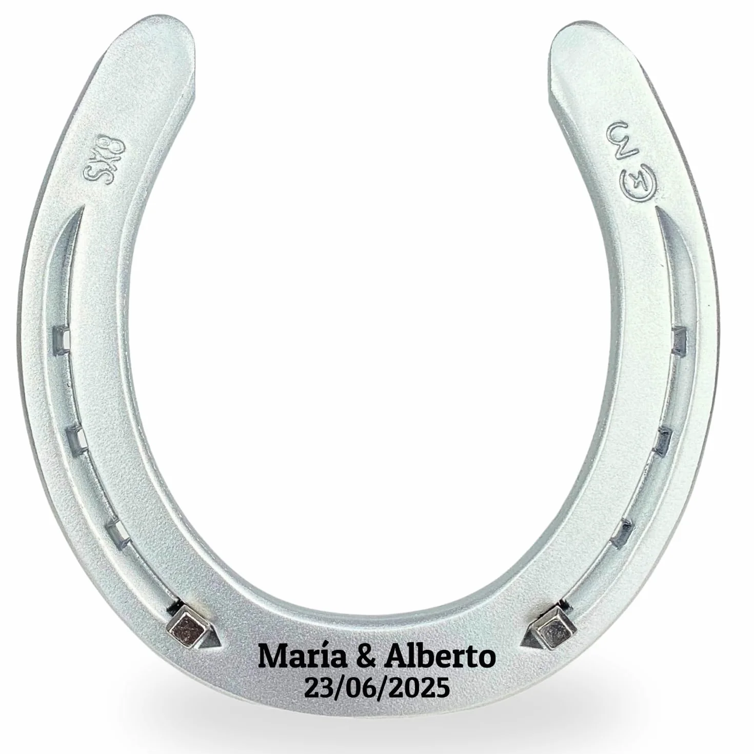 Dttra Herradura con grabado personalizado de hierro pesado, herradura original de caballo, lacada en plata, herradura de la suerte personalizada para boda o regalo de inauguración