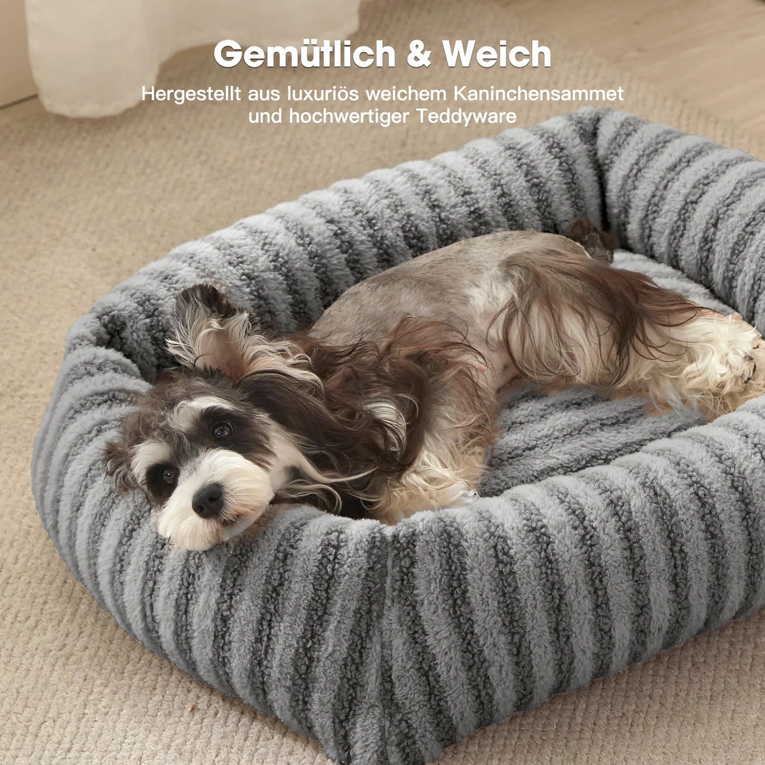 Pawk Camas para perros pequeños, cama lavable para perros con funda extraíble, cálida y suave cama para cachorros con base antideslizante, 51 x 48 x 15 cm, color gris