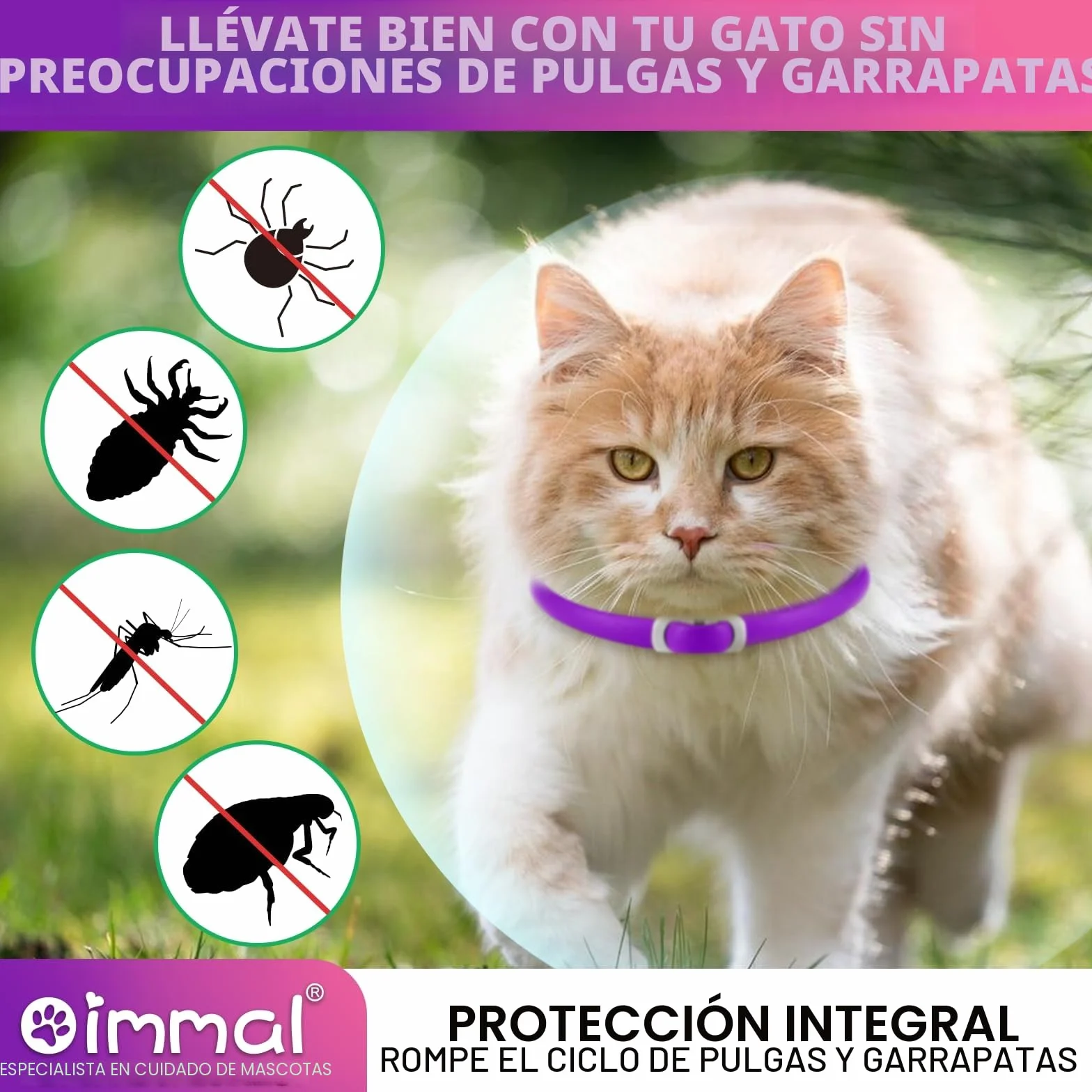 Flea and Tick Collar for Cats, Anti-Parasitic Collar Protection for 24 Months, 4 pcs Cat Flea Treatment Collar 48 cm- Waterproof and Adjustable