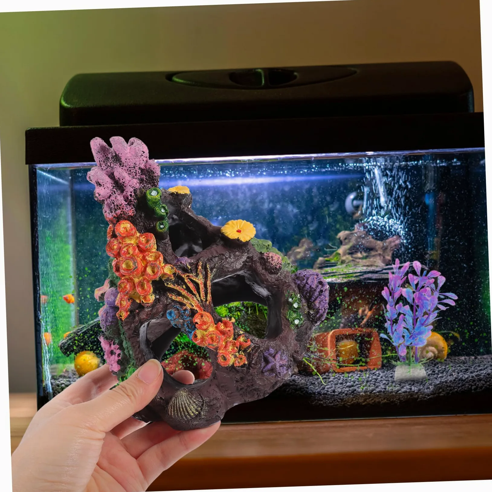 POPETPOP 4 Juegos Acuario Plantas Acuaticas Decoracion Adornos Pecera Decoración De Coral De Imitación Decoraciones De Peceras Planta Artificial Casera El Plastico 5 Piezas * 4