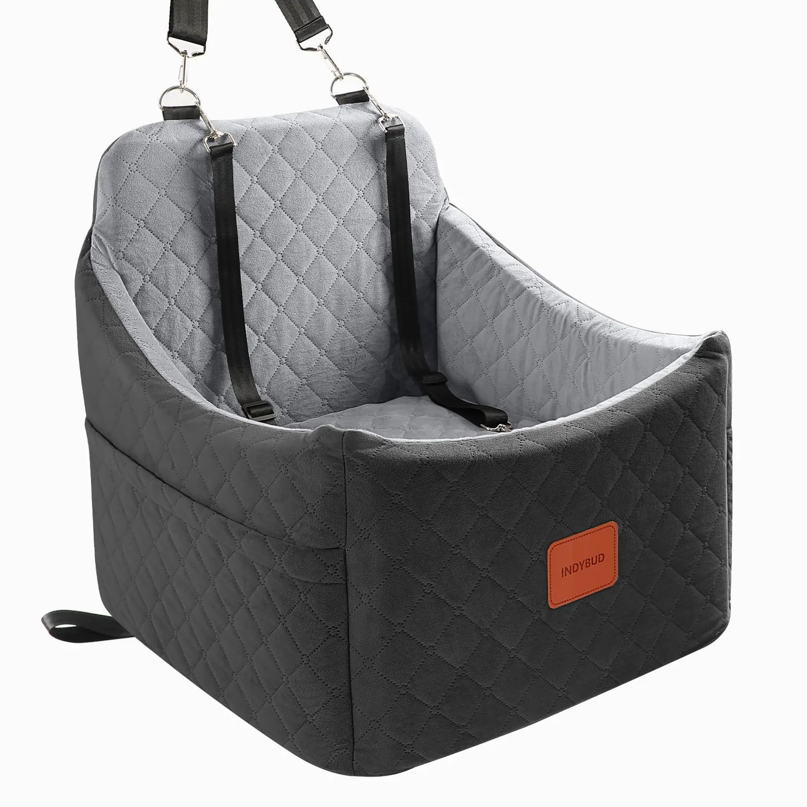 Asiento elevador de coche para perros de hasta 35 libras, asientos de seguridad para mascotas con canal para cinturón de seguridad, tela ultrasuave con espuma viscoelástica, lavable y