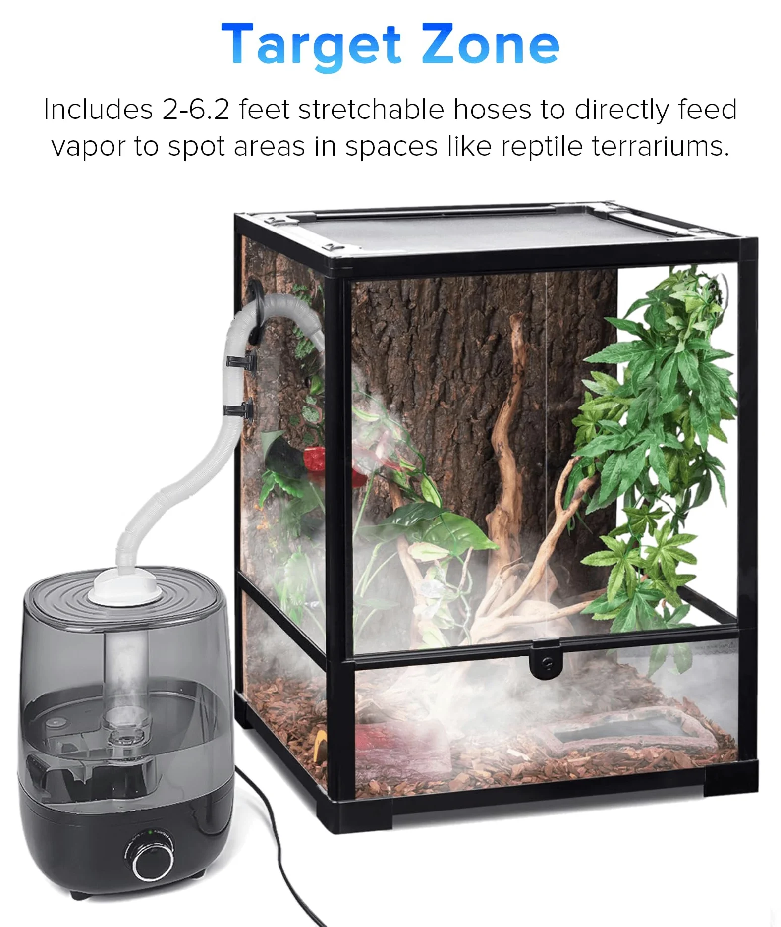 Top Fill - Humidificador de terrarios para reptiles con tanque grande visible de 4 L y mangueras de extensión, adecuado para terrarios y recintos, ideal para reptiles/anfibios/herpes/vivero/musgo