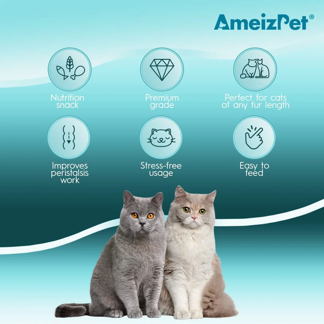 Ameizpet Malta para Gatos Bolas De Pelo, Golosinas Antibolas para Gatos con Taurina Y Extracto Malta - Antibolas de Pelo, Ideal para Gato Interior, 65 g (2.3 oz)