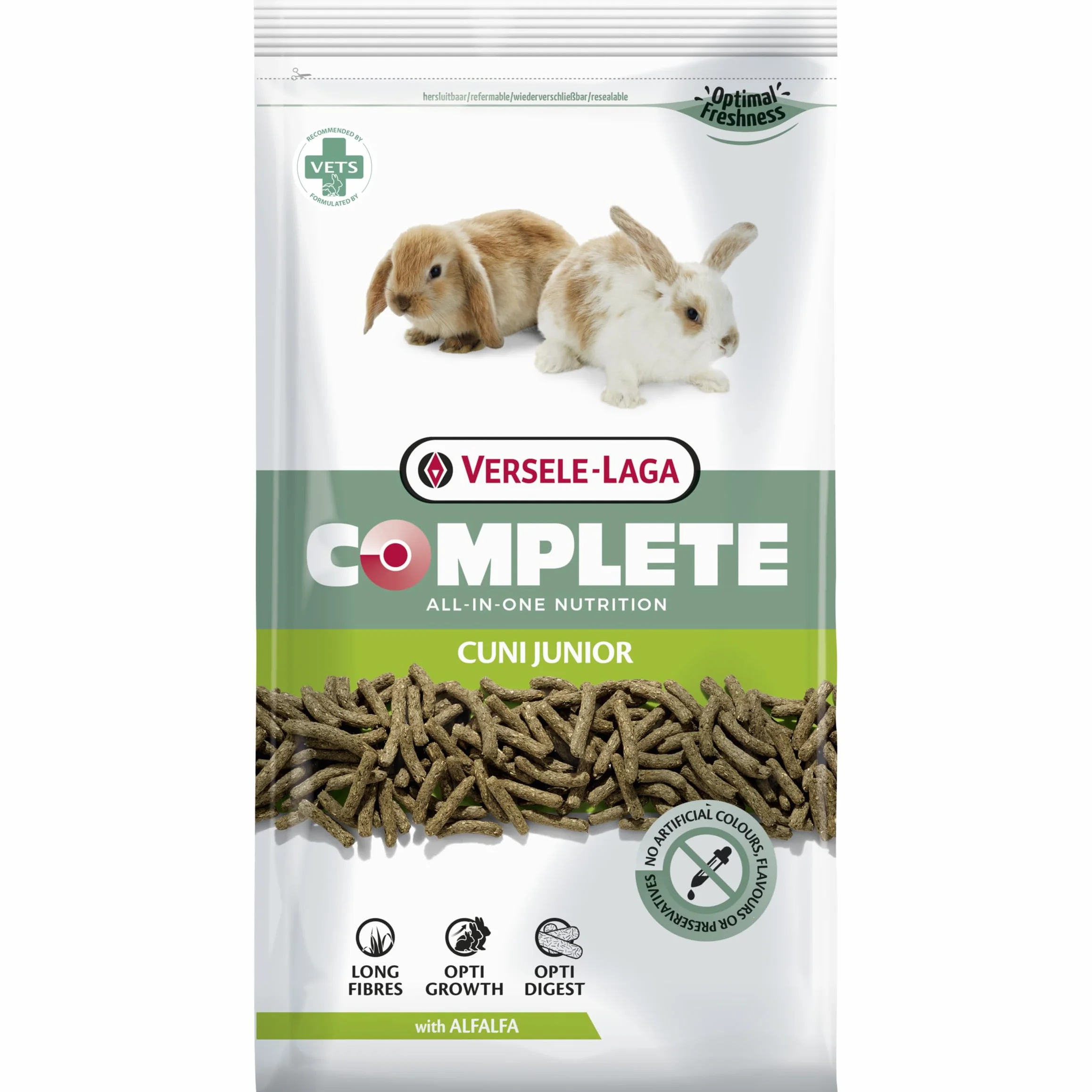 VERSELE-LAGA - Complete Cuni Junior - Pienso extrusionado Todo en uno para Conejos (Enanos) hasta 6 a 8 Meses de Edad - 1,75kg