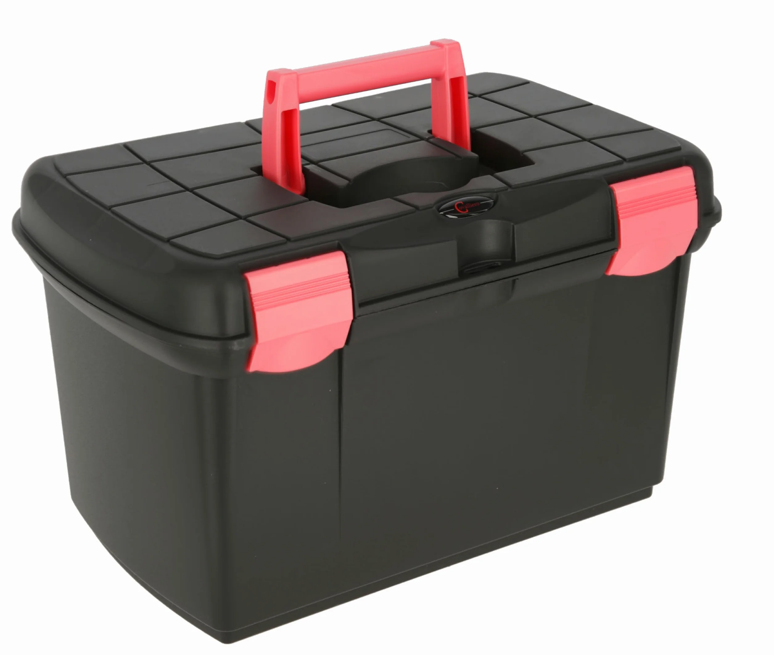 Covalliero Caja de Aseo Arrezzo, Color Negro/Fucsia, 40x25x24,5 cm, de plástico, con pestañas, Inserto extraíble y Tapa con Solapas de Cierre