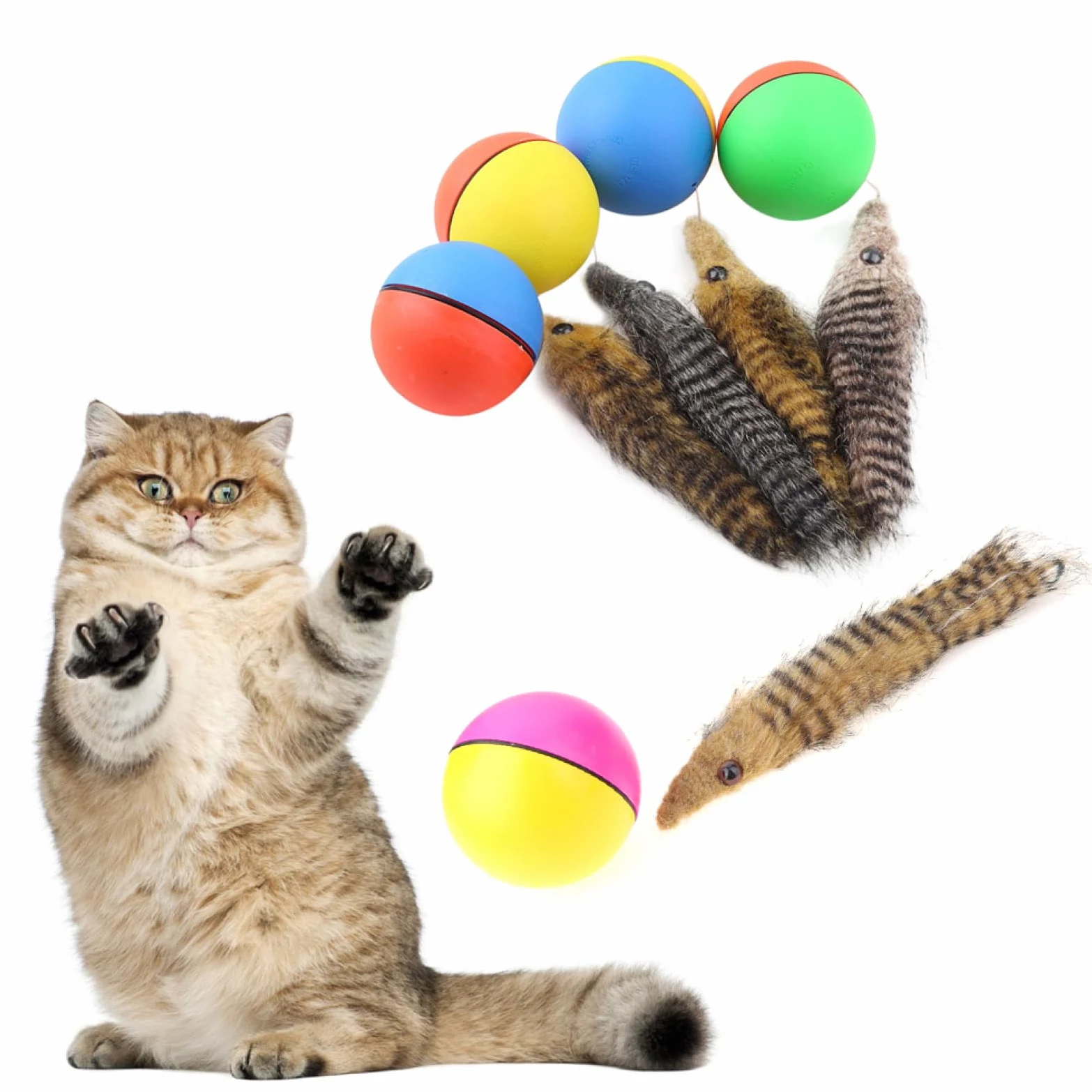 Juguetes para Gatos, Juguetes for Gatos, Perros, castores, comadrejas, Cachorros, Juguetes for rodar, aleatorios for Mascotas, Pelotas for Saltar, 4 Unidades