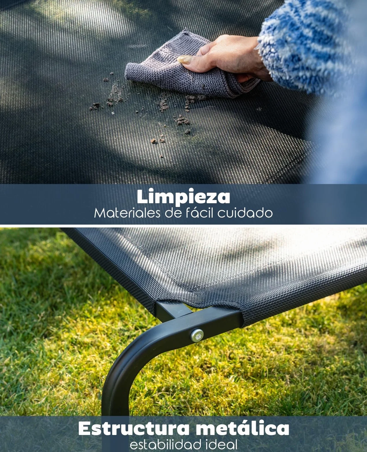 lionto Cama elevada para Perros Tejido en Textilene, (XL) 117x85 cm Negro