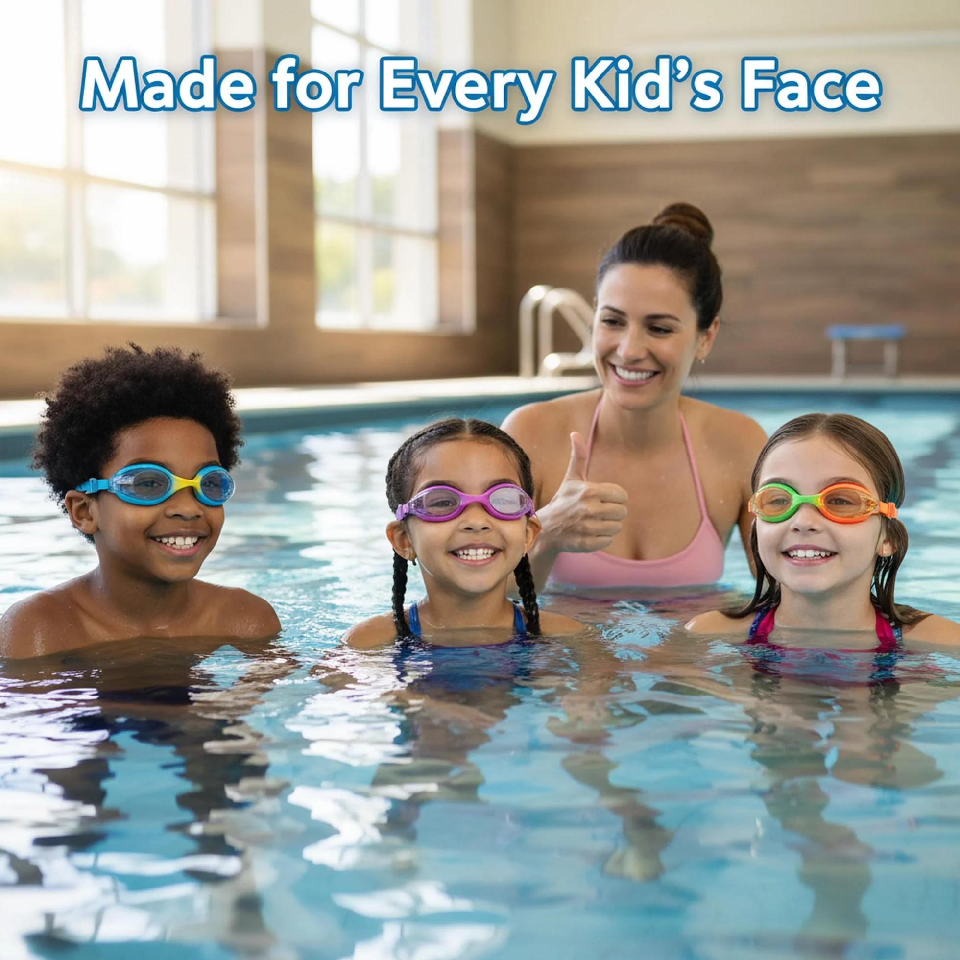 Gafas de natación niños HD anti-vaho Protección UV Banda elástica silicona Unisex 3-14 años