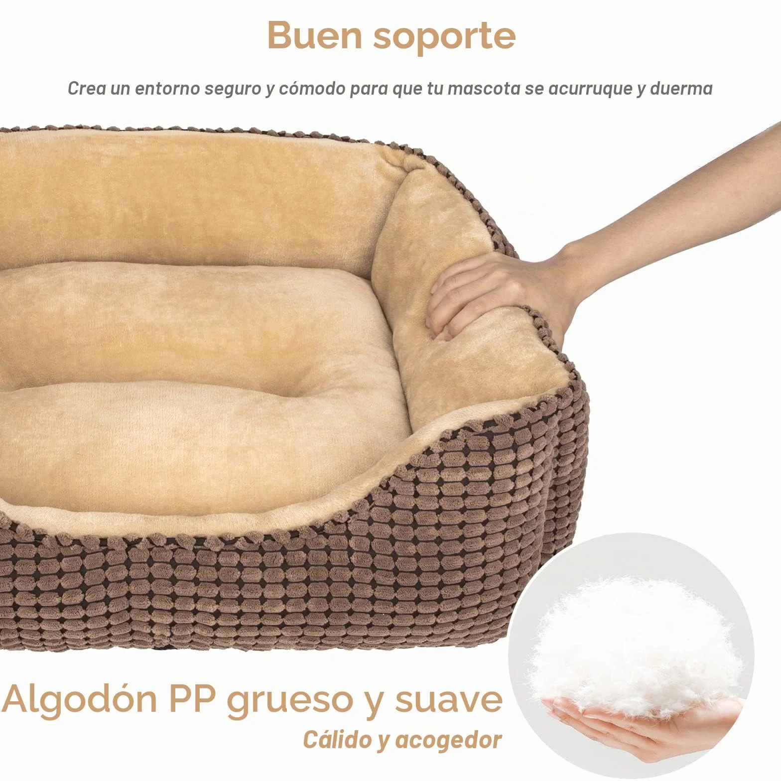 JOEJOY Cama para Perros Medianos, Cama Perro Lavable, Esponjosa, Antideslizante, Suave y Cómoda para Perros Pequeños Medianos y Gatos, 63x53x20cm