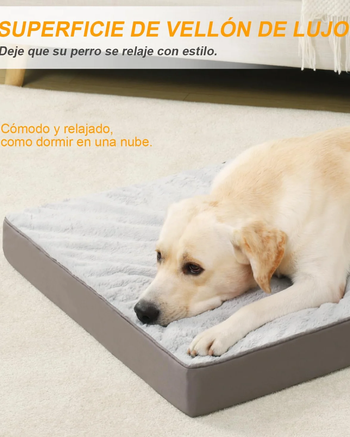 KSIIA Ortopédica Cama para Perros Grande y Medianos, 90x57cm Colchón Perro de Doble Cara, Colchoneta Perro Lavable, Cojín Mascota Desenfundable Impermeable, Dog Bed Gris