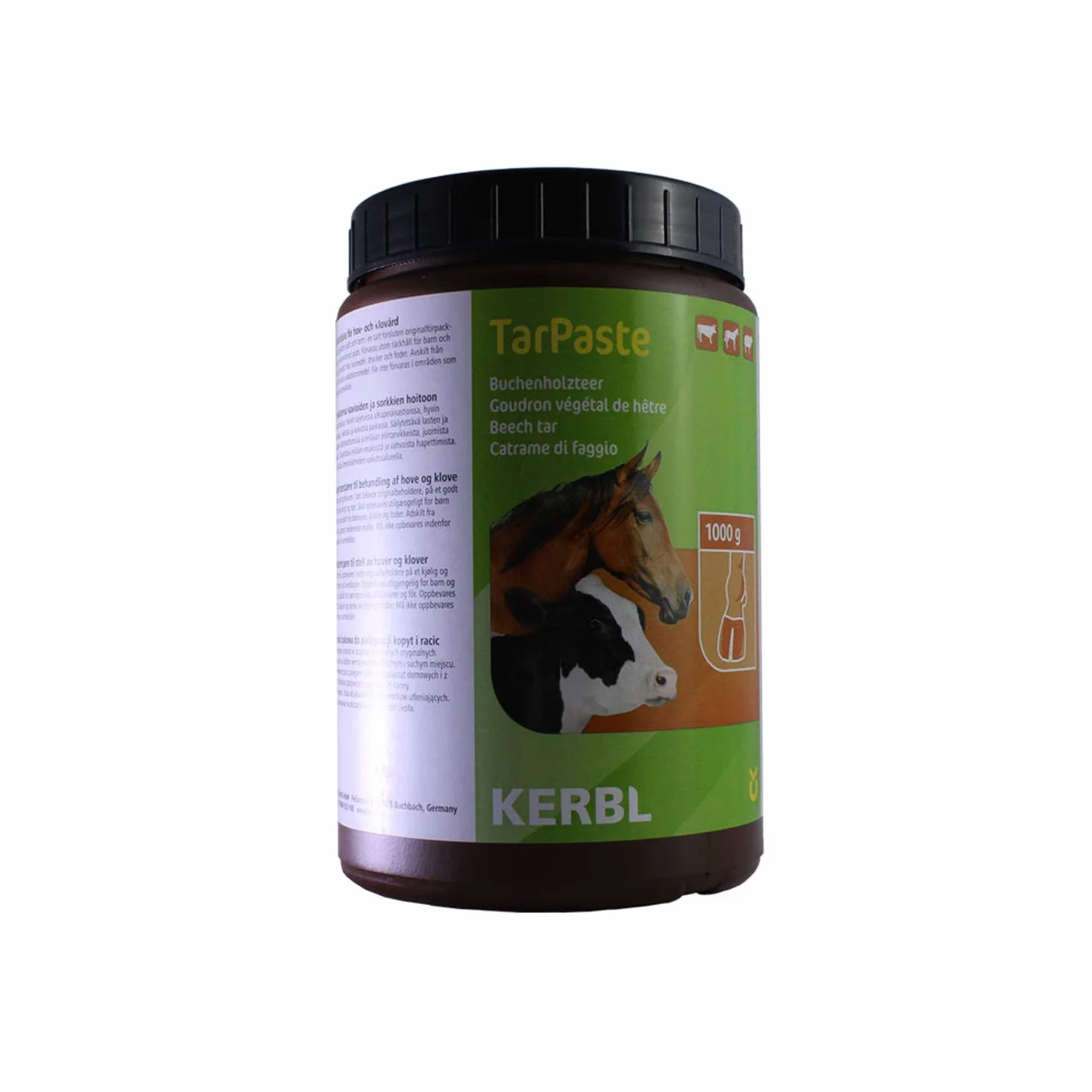 Kerbl Alquitrán de Madera de Haya, 1000 g, para la podredumbre del Caballo, Puede Ayudar a Reducir la podredumbre en el Caballo, en una Lata, para el Cuidado de pezuñas y Garras
