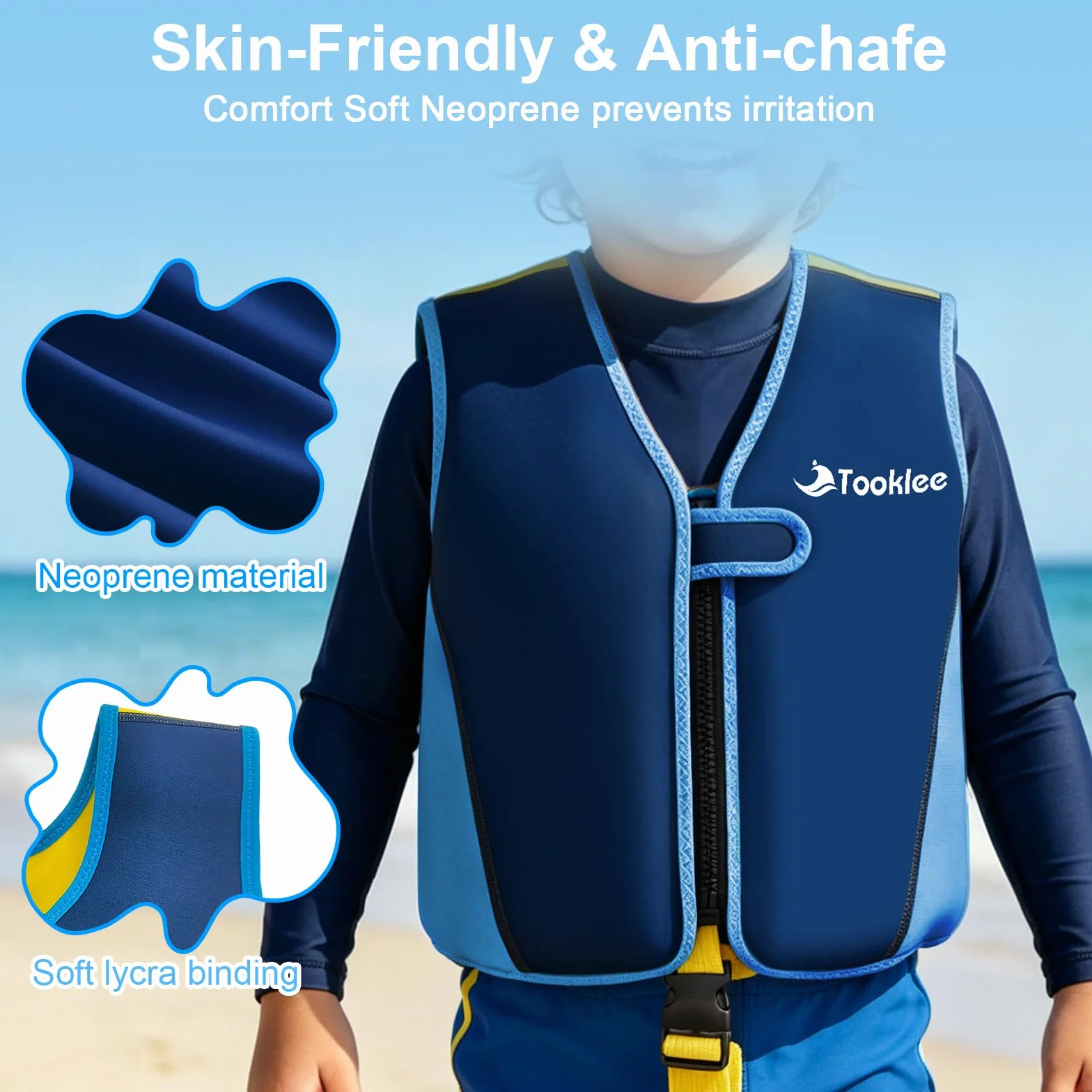 Chaleco de Natación para Niños, Sistema de Flotación Ajustable de 8 Paneles, Probado por TÜV, Neopreno Premium
