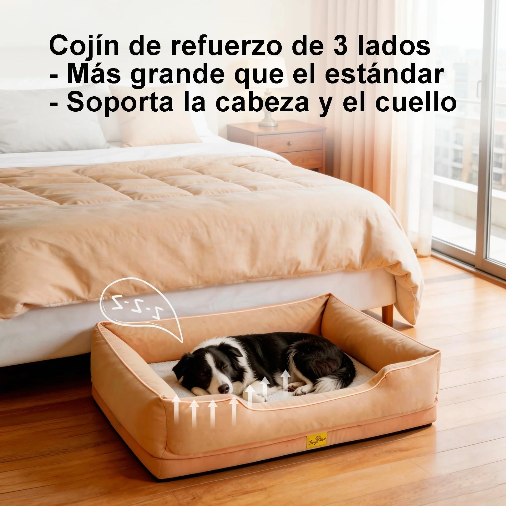 BingoPaw Cama Perro Ortopédica Extra Grande 105x75x21cm, Sofá Perro con Funda Desenfundable y Lavable, Colchon Perro con Superficie Impermeable y Fondo Antideslizante, Beige, XL