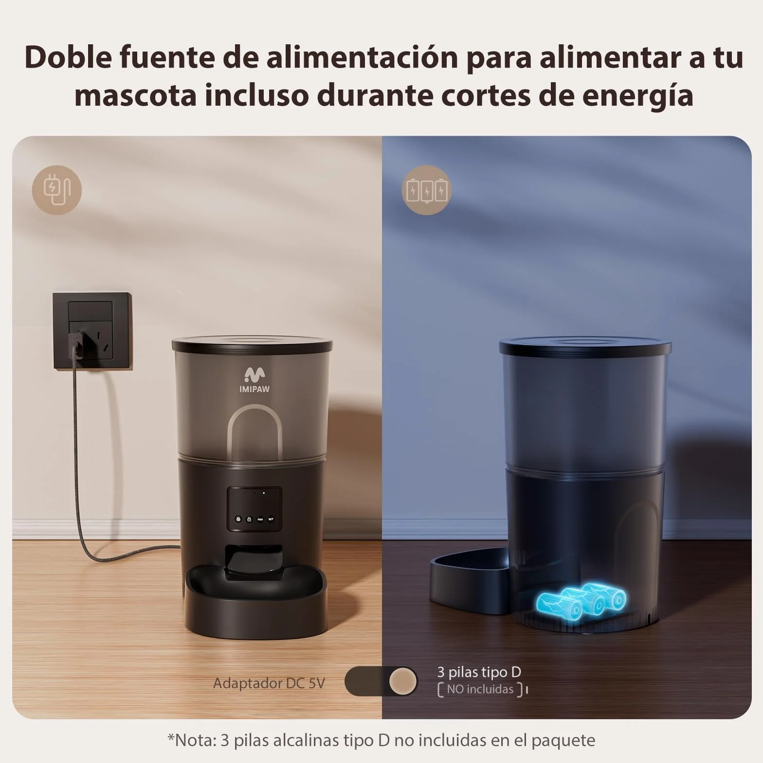 IMIPAW Comedero Gato Automático, 3L Dispensador Comida Gatos y Perros, Control de App, 1-10 Comidas al Día, Liofilizados Compatibles - El Asistente Ideal para los dueños de Mascotas