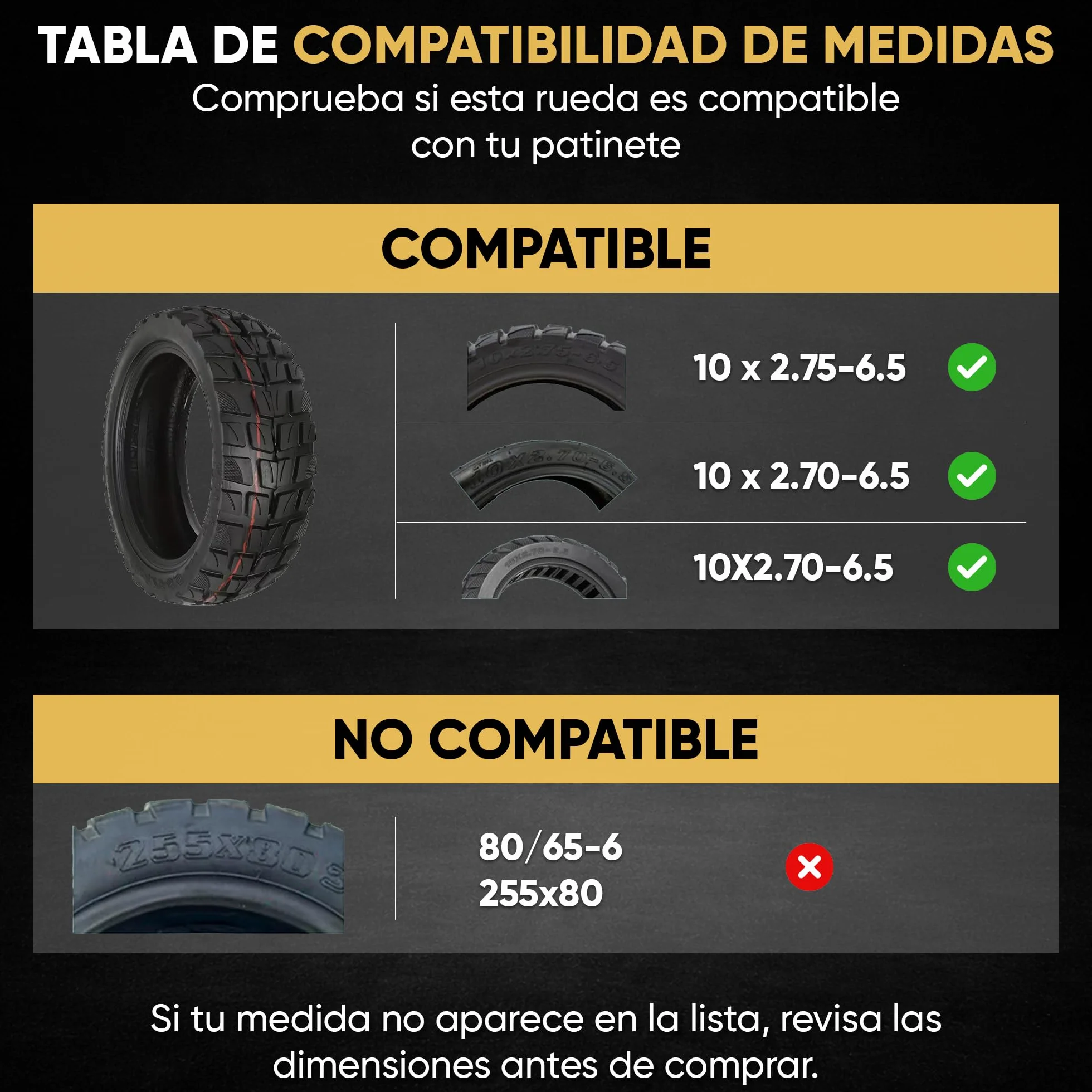 ANSENI Neumatico Cubierta 10x2.75-6.5 Rueda Todoterreno Tubeless para Patinete Eléctrico Smartgyro Speedway
