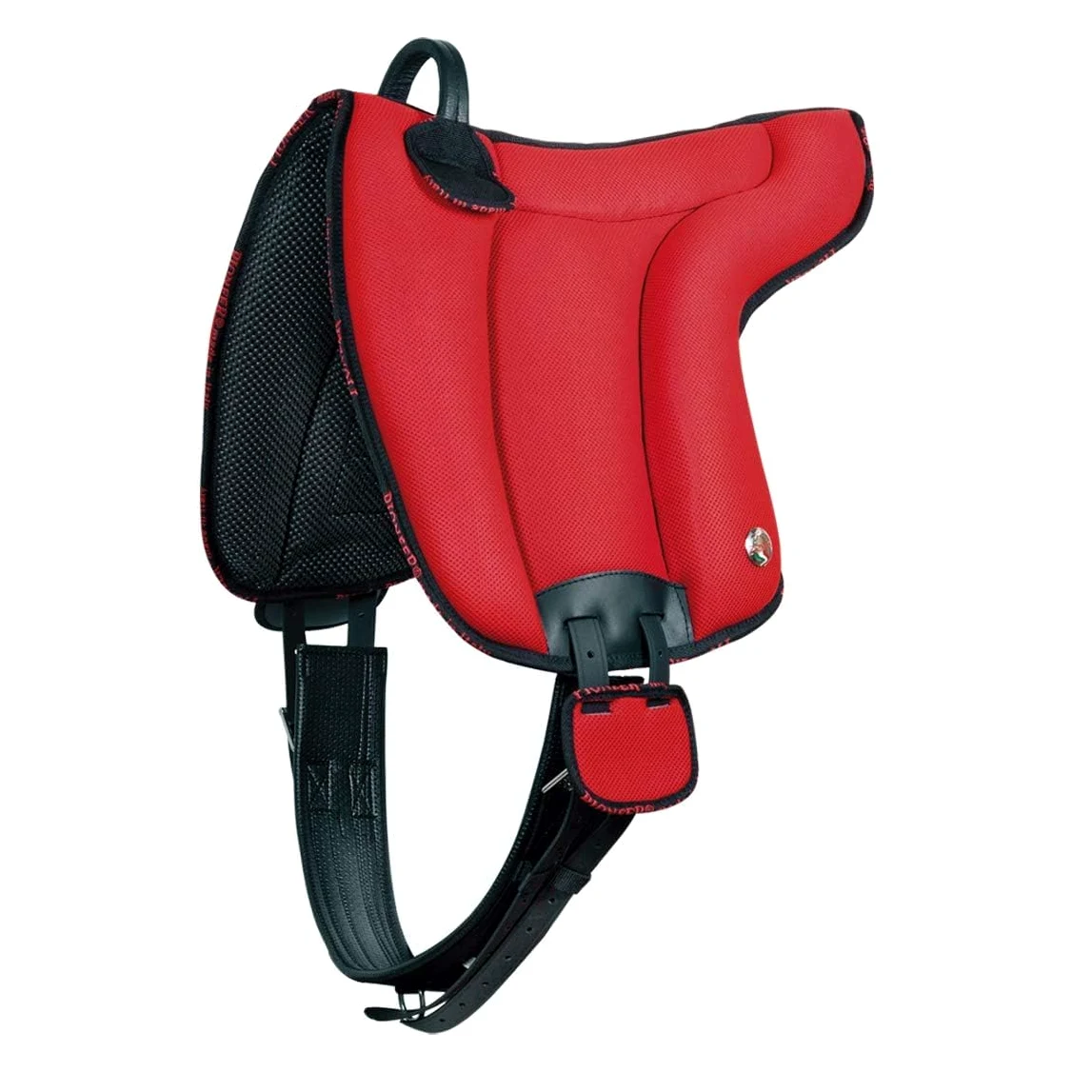 PIONEER Silla de Caballo Air Mesh Resistente y Transpirable para Monta Natural, Silla de Equitación Confort Hecha en Italia, Bareback 55x50cm con Cincha de Neopreno - Marrón
