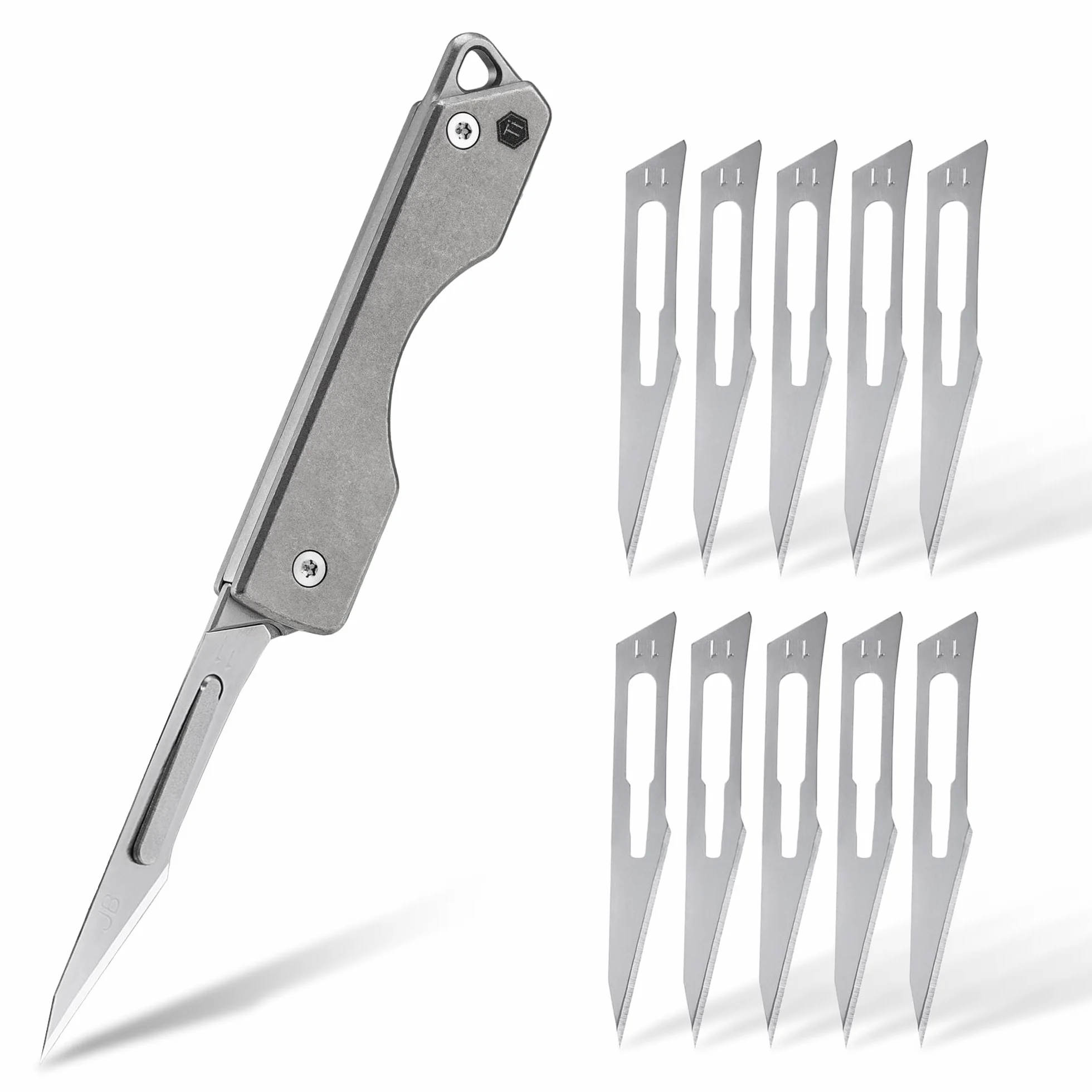 KeyUnity Cuchillo plegable de titanio KK01S EDC con hoja reemplazable
