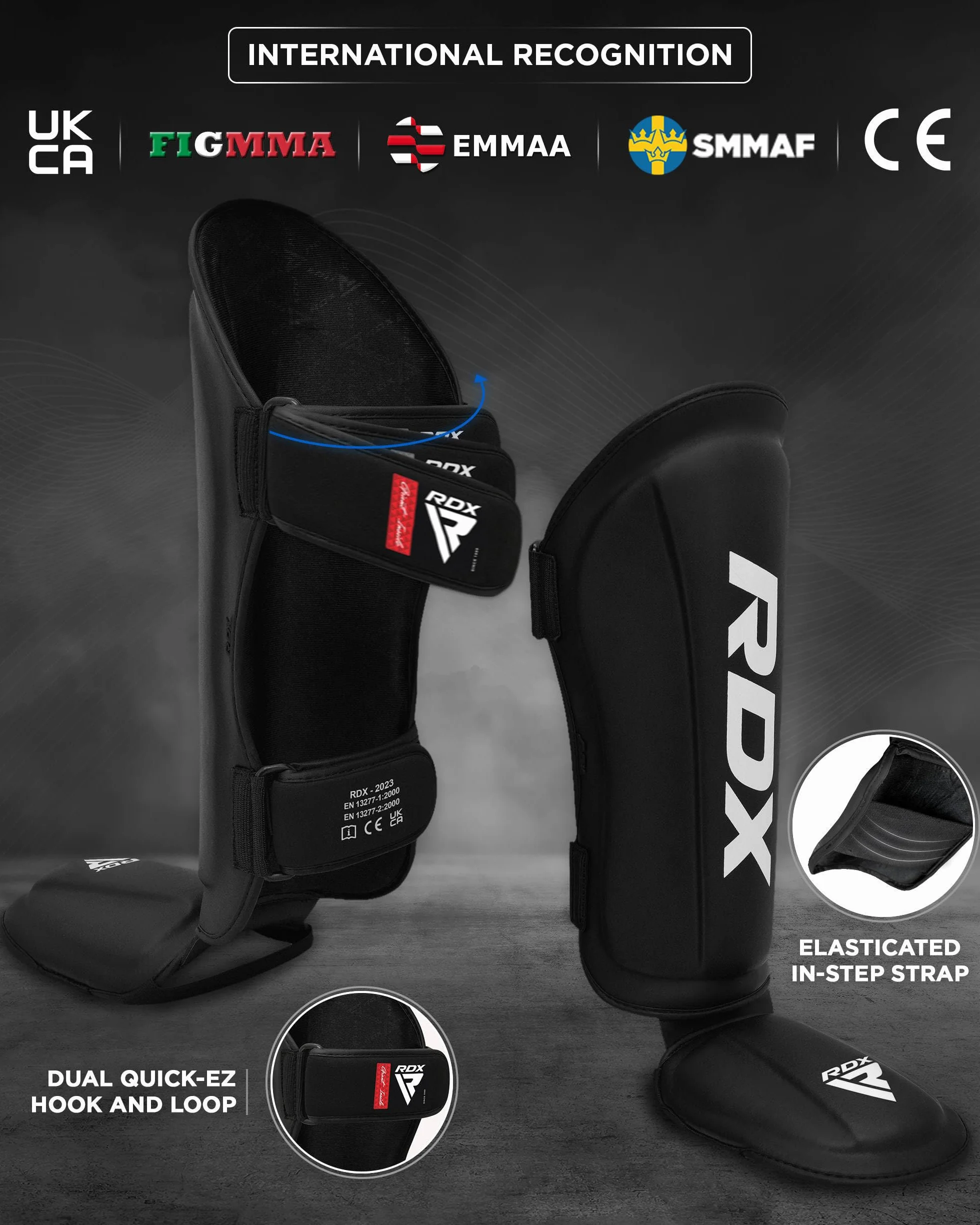 RDX Espinilleras Kick Boxing Muay Thai, Maya Hide Cuero, Aprobado SMMAF, Protección Pierna MMA